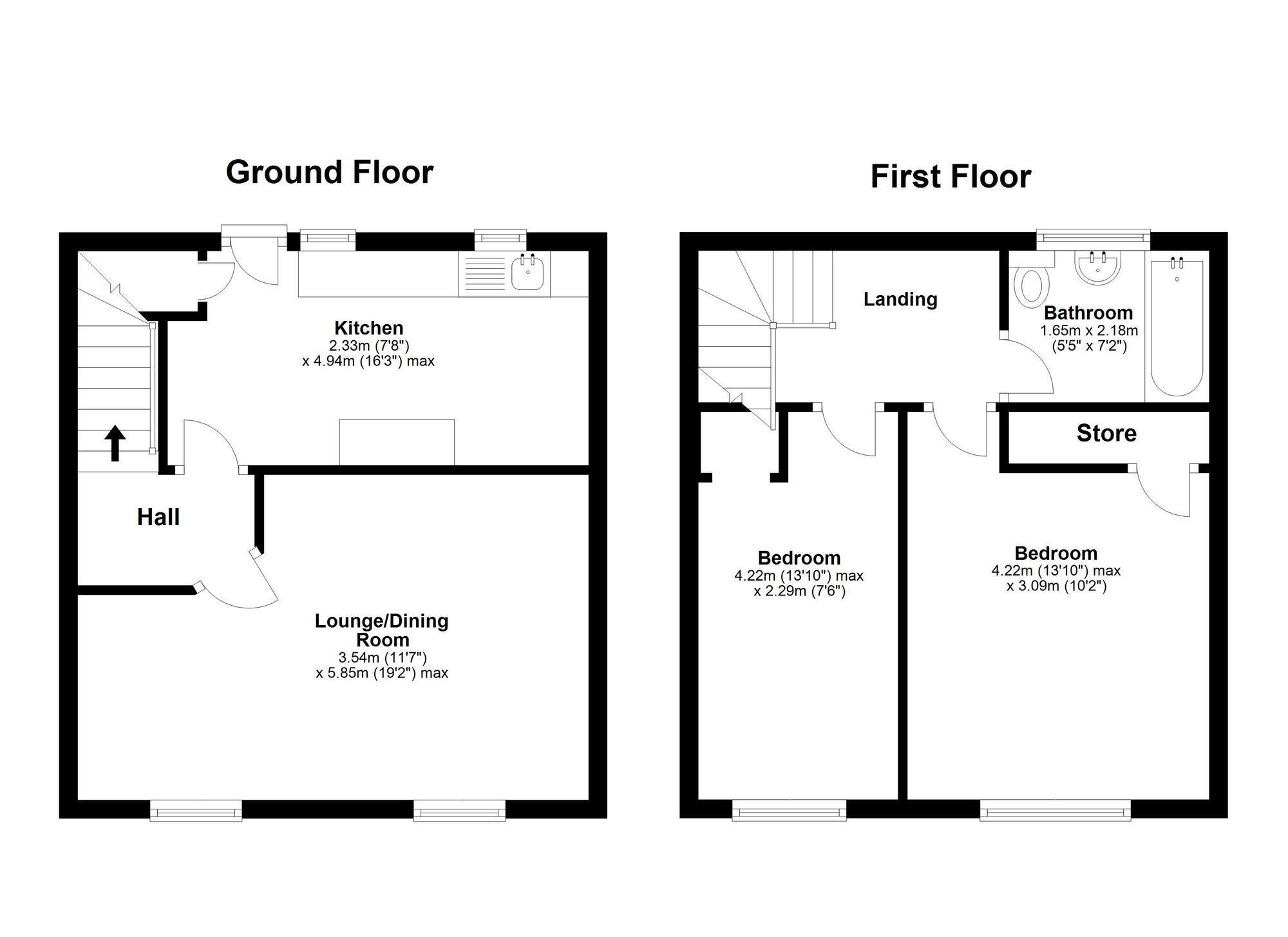 Floorplan of 2 bedroom Semi Detached House for sale, Fair View, West Rainton, Durham, DH4