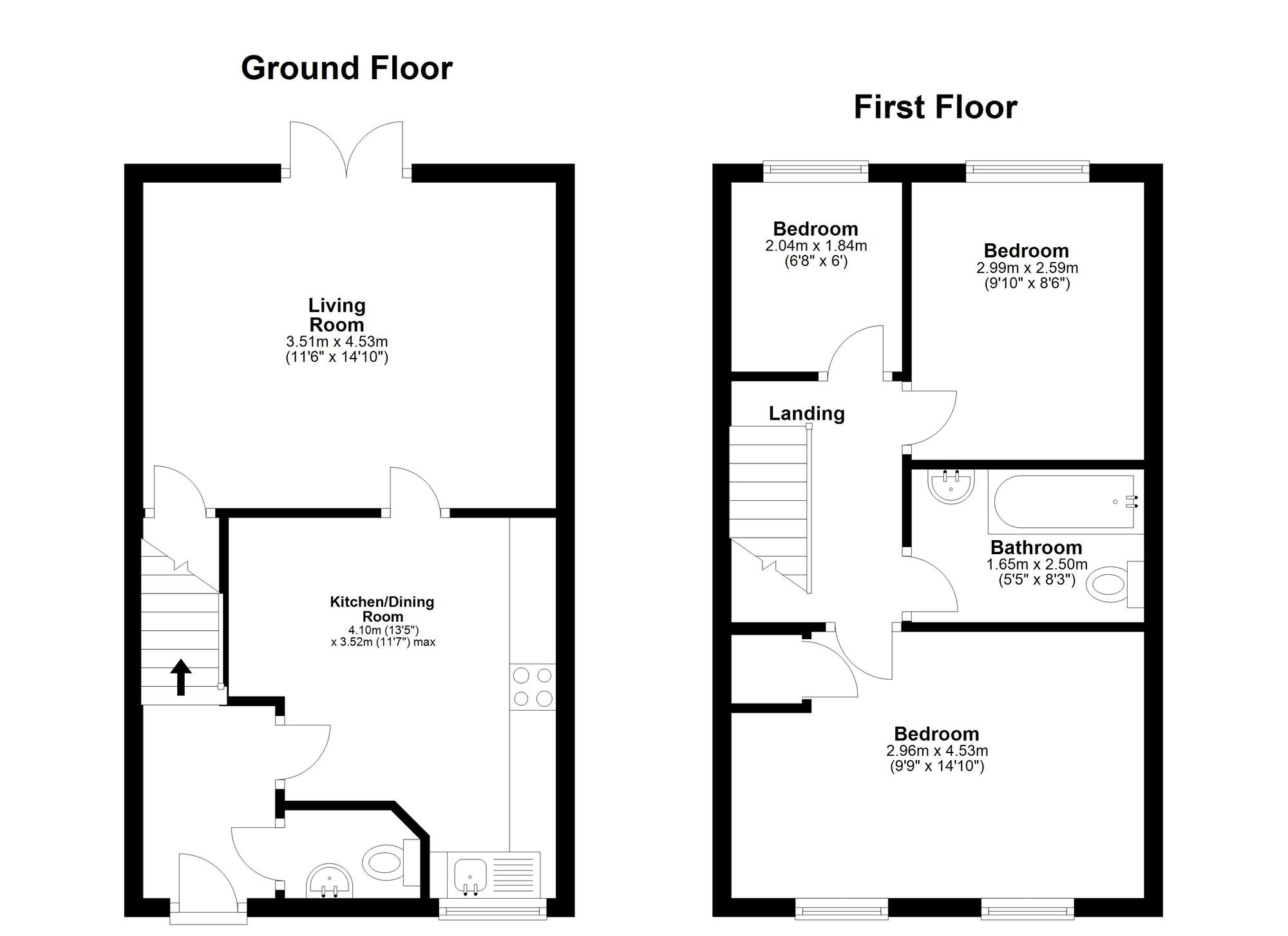 Floorplan of 3 bedroom Mid Terrace House for sale, Alderson Road, Houghton Le Spring, Tyne and Wear, DH4
