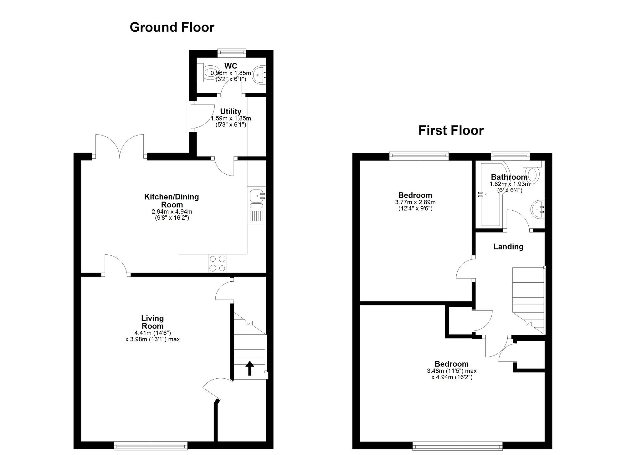Floorplan of 2 bedroom Semi Detached House for sale, Fairbairn Drive, Houghton Le Spring, Tyne and Wear, DH4