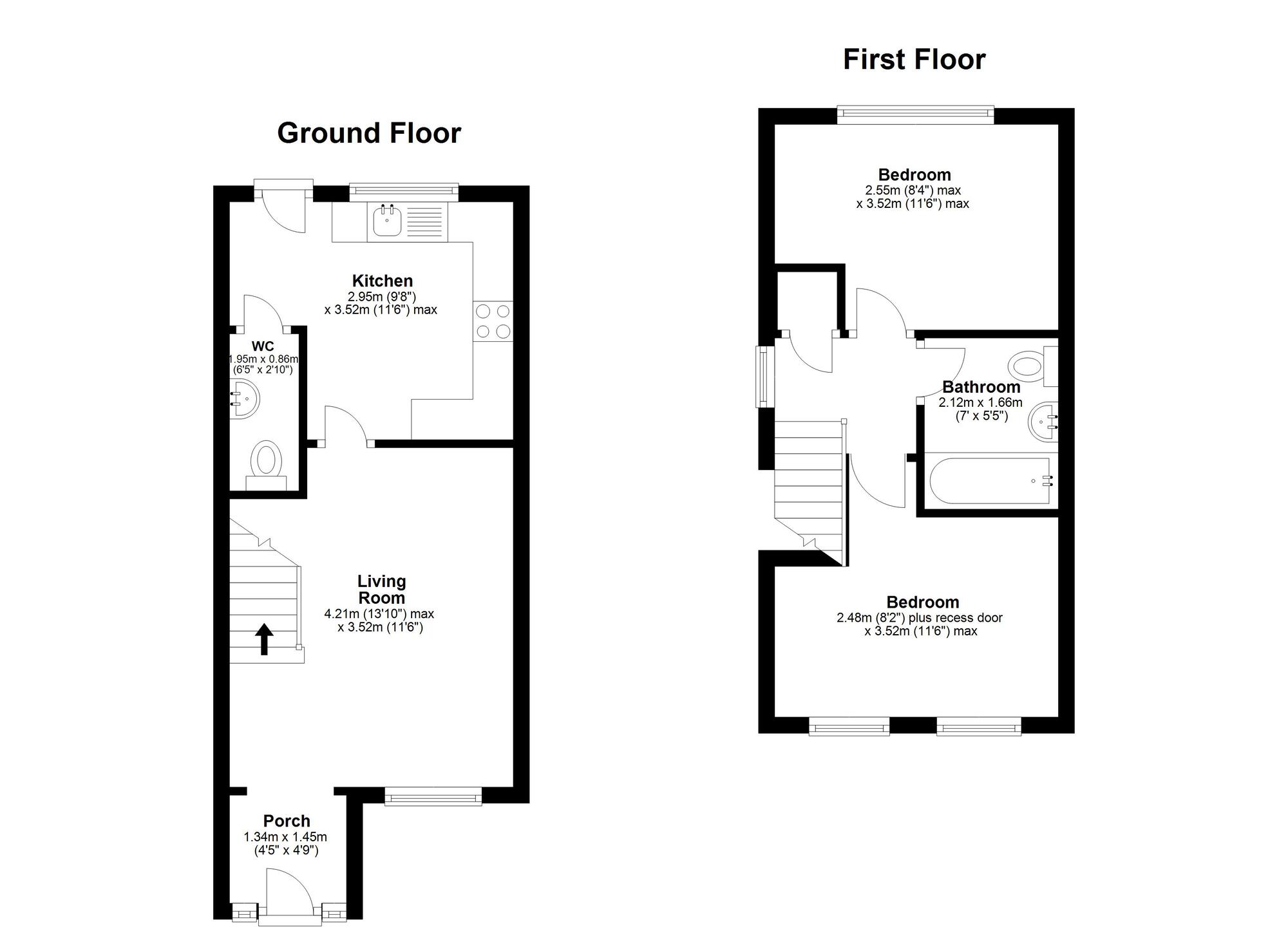 Floorplan of 2 bedroom Semi Detached House to rent, Cornonation Court, Murton, Durham, SR7