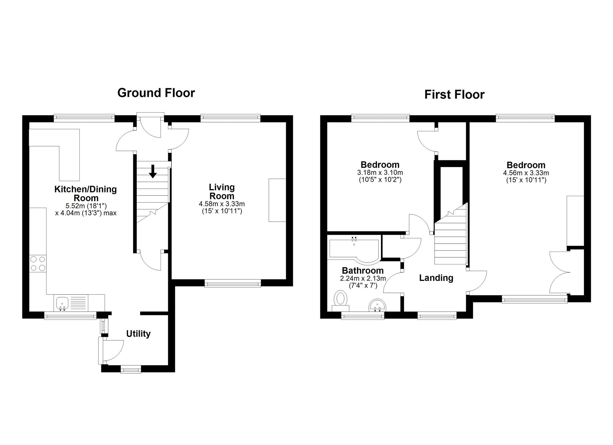 Floorplan of 2 bedroom Mid Terrace House to rent, Moore Crescent South, Houghton Le Spring, Tyne and Wear, DH5