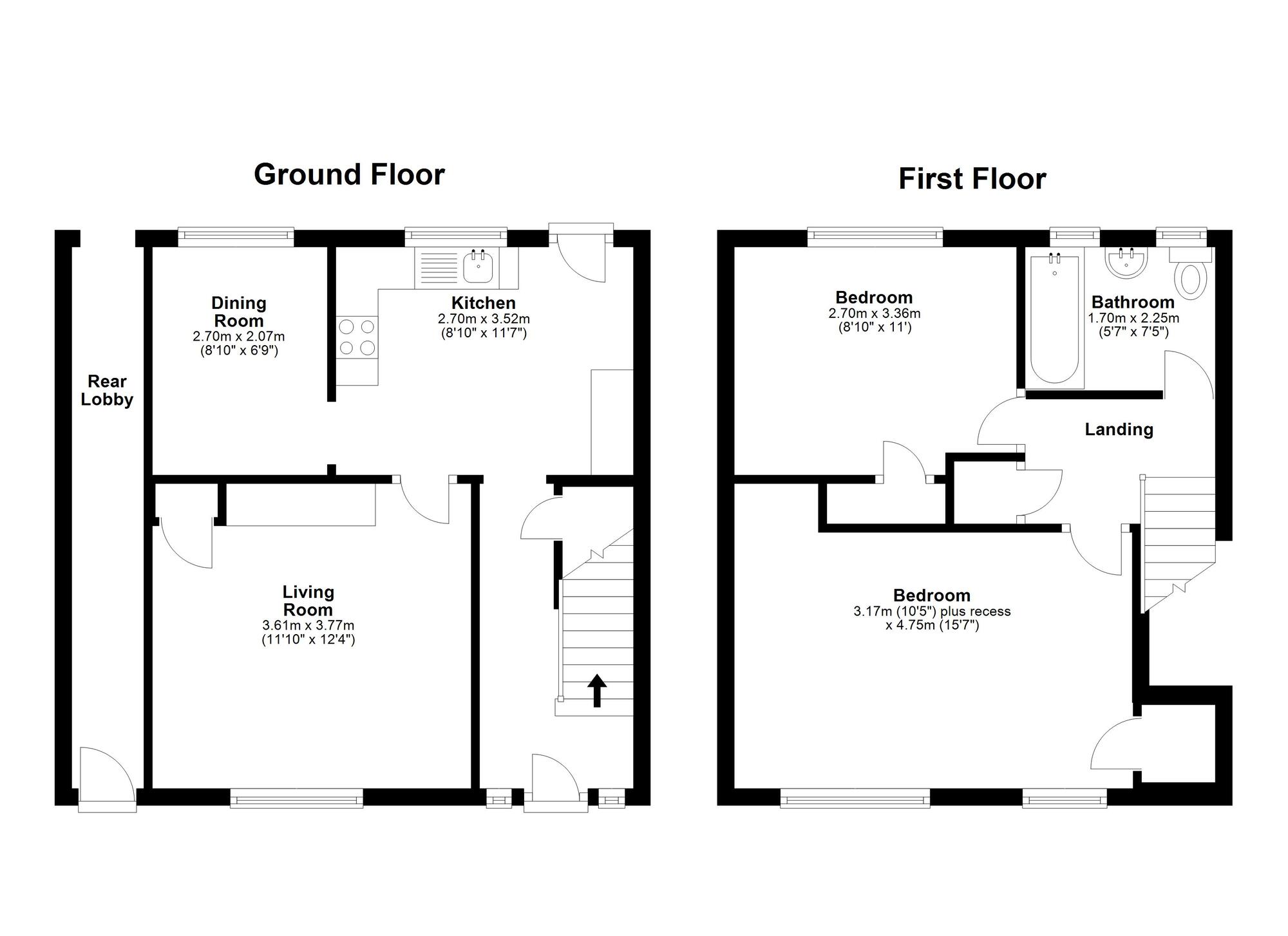 Floorplan of 2 bedroom Mid Terrace House to rent, Queen Elizabeth Drive, Easington Lane, Tyne and Wear, DH5