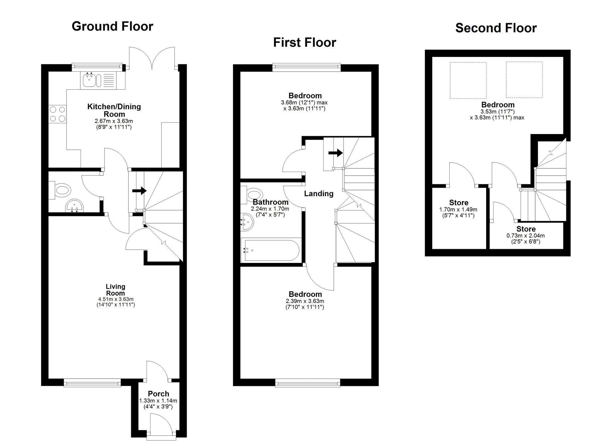 Floorplan of 3 bedroom Mid Terrace House for sale, Harwood Drive, Houghton Le Spring, Tyne and Wear, DH4