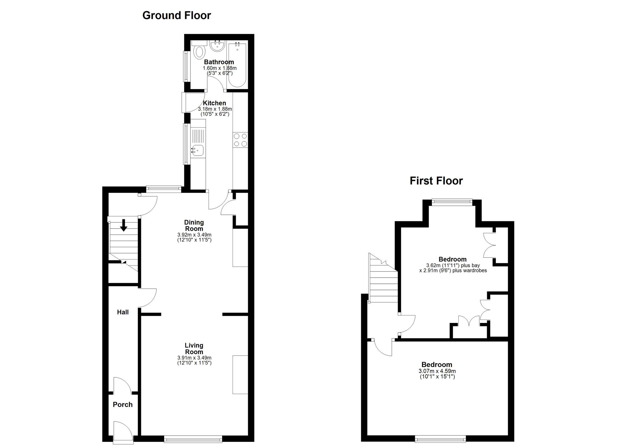 Floorplan of 2 bedroom Mid Terrace House to rent, Gertrude Street, Houghton Le Spring, Tyne and Wear, DH4