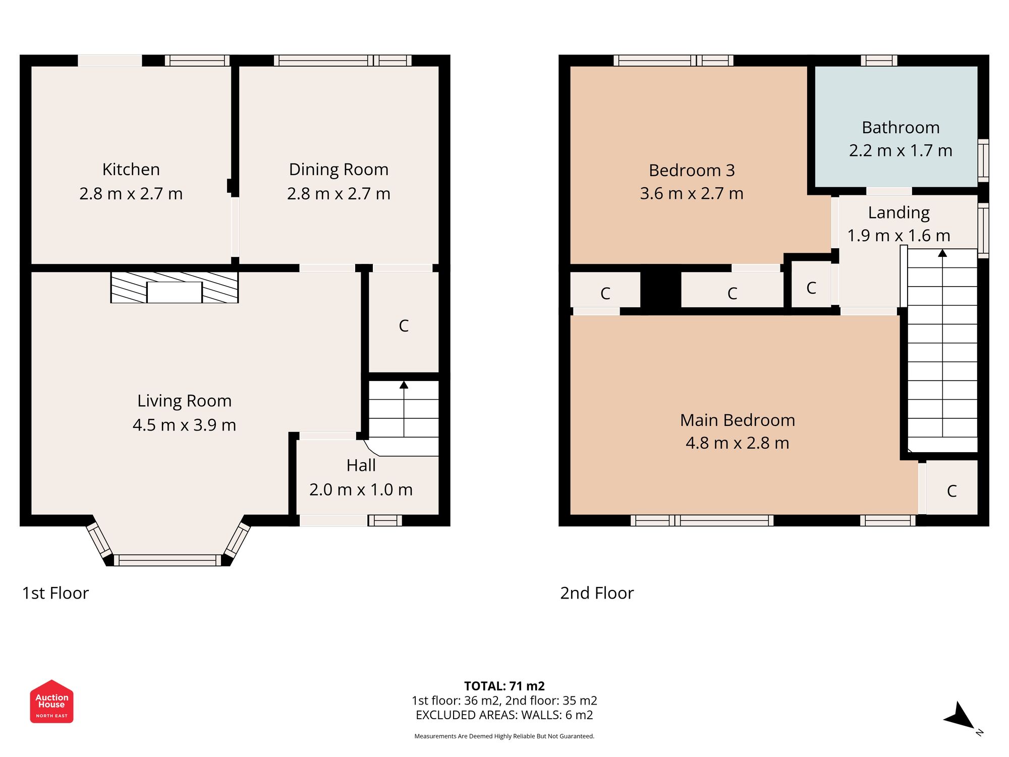 Floorplan of 2 bedroom Semi Detached House for sale, Railway Street, Hetton-le-Hole, Tyne and Wear, DH5