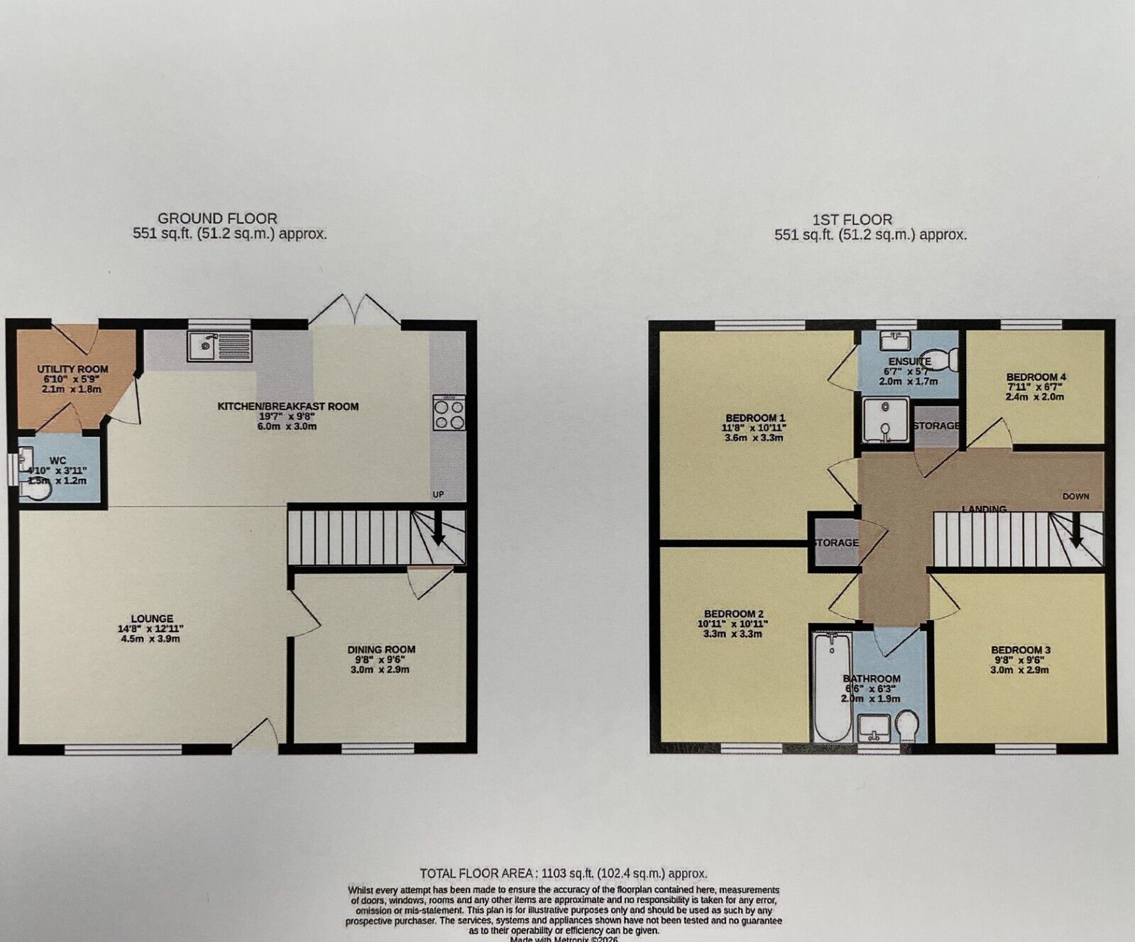 Floorplan of 4 bedroom Detached House for sale, Calamint Crescent, Philadelphia, Tyne and Wear, DH4