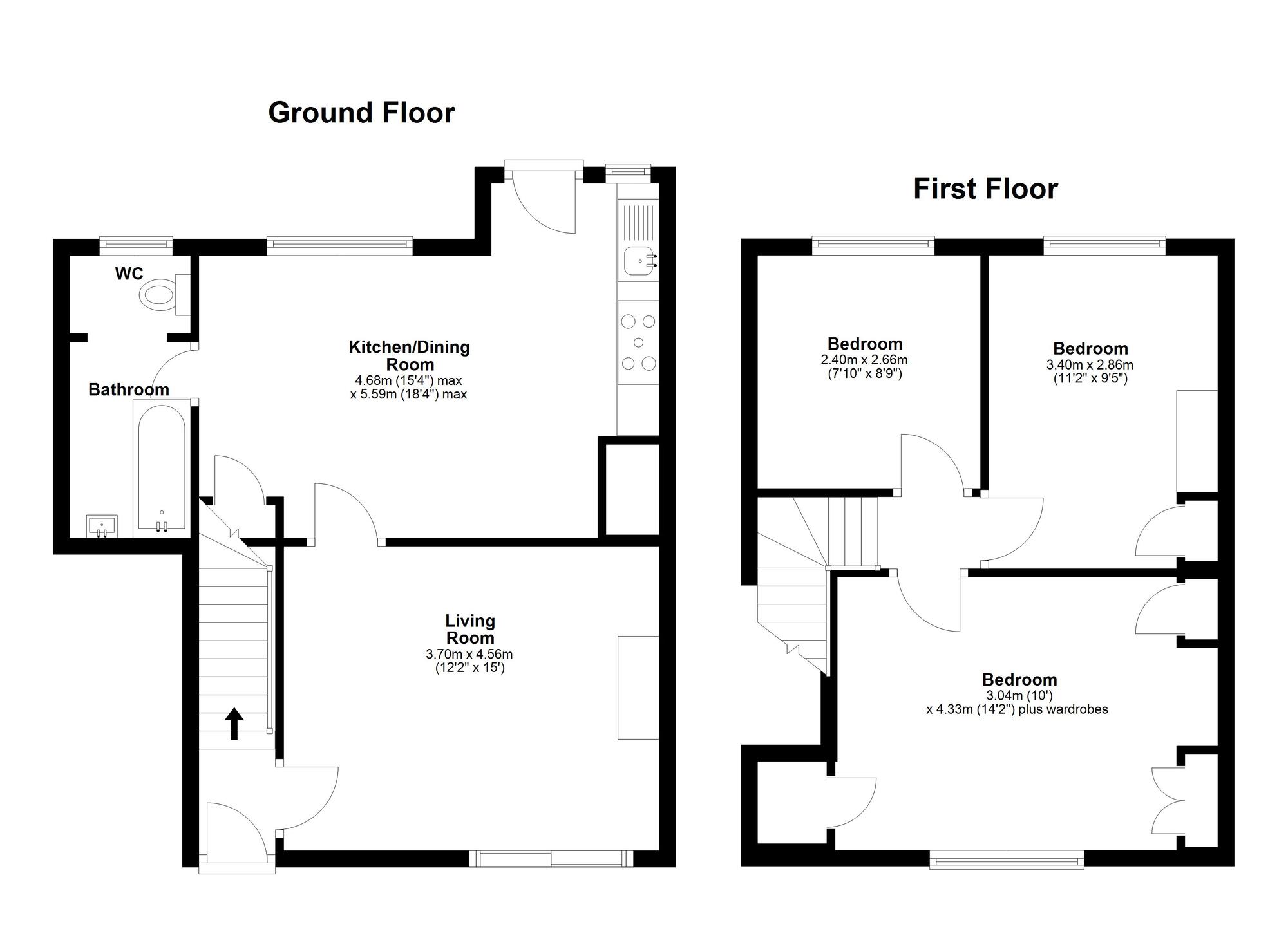 Floorplan of 3 bedroom End Terrace House for sale, Byron Terrace, Houghton Le Spring, Tyne and Wear, DH5