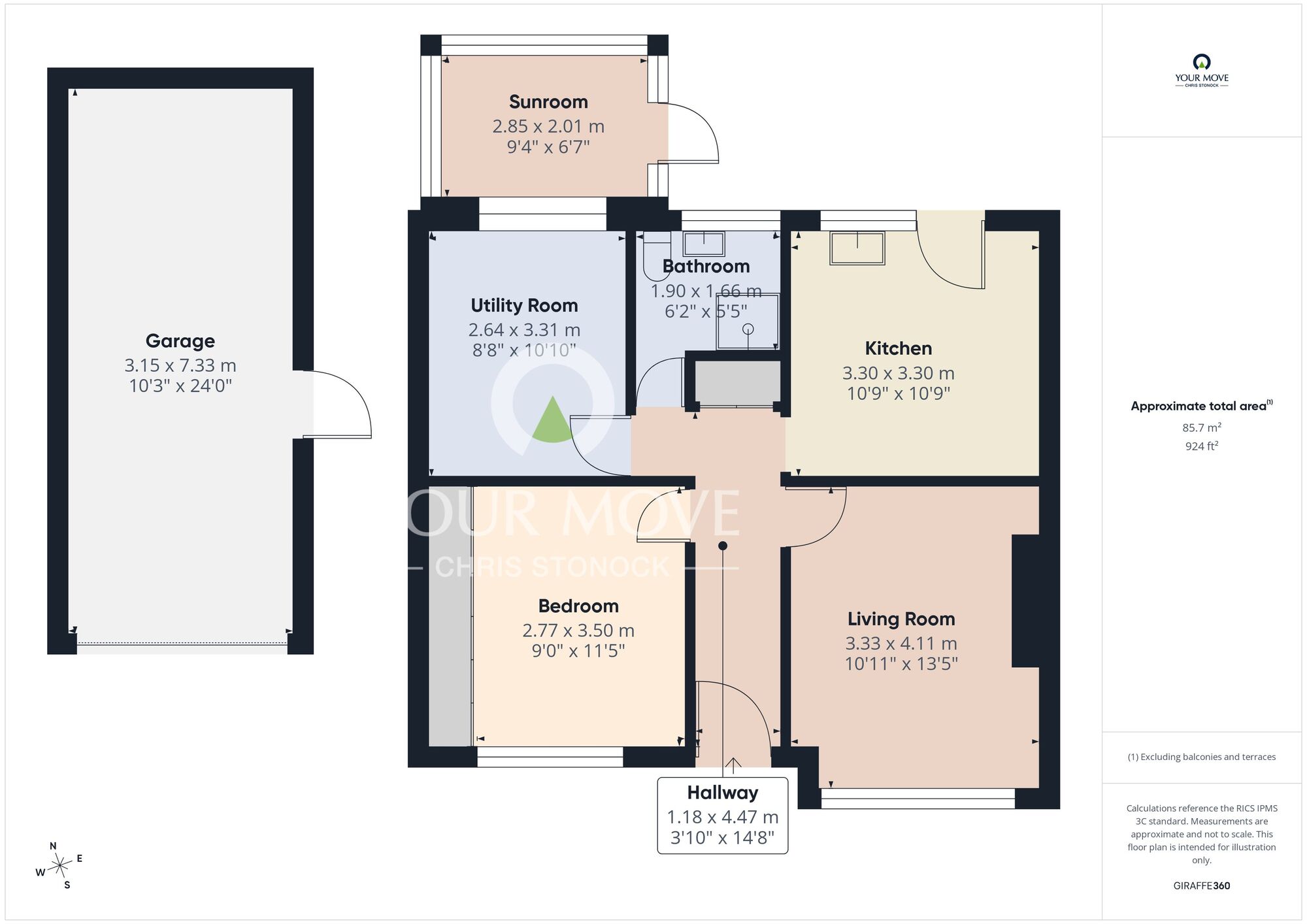 Floorplan of 2 bedroom Semi Detached Bungalow for sale, Bourn Lea, Houghton Le Spring, Tyne and Wear, DH4