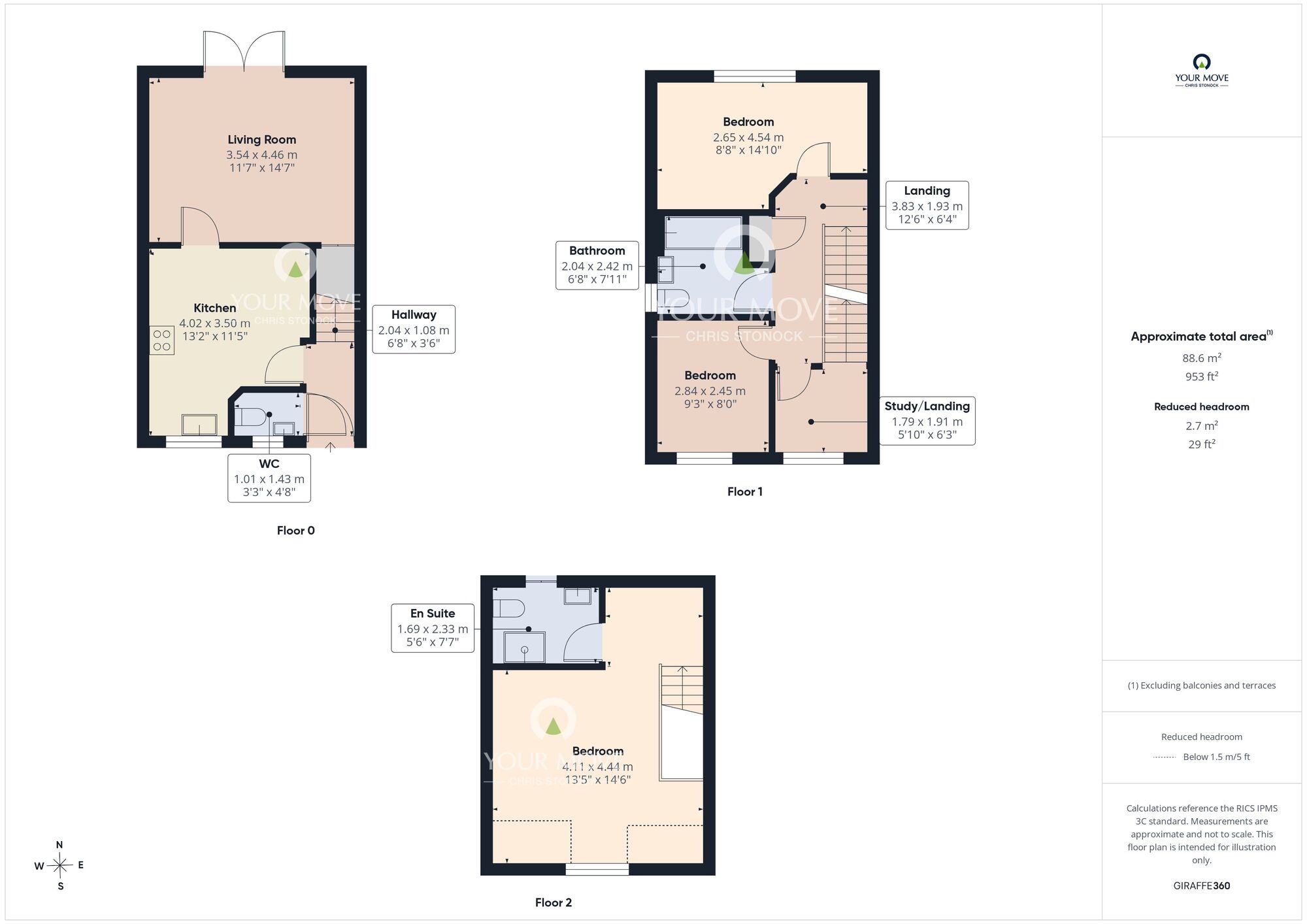 Floorplan of 3 bedroom End Terrace House for sale, Darycott Road, Houghton Le Spring, Tyne and Wear, DH4