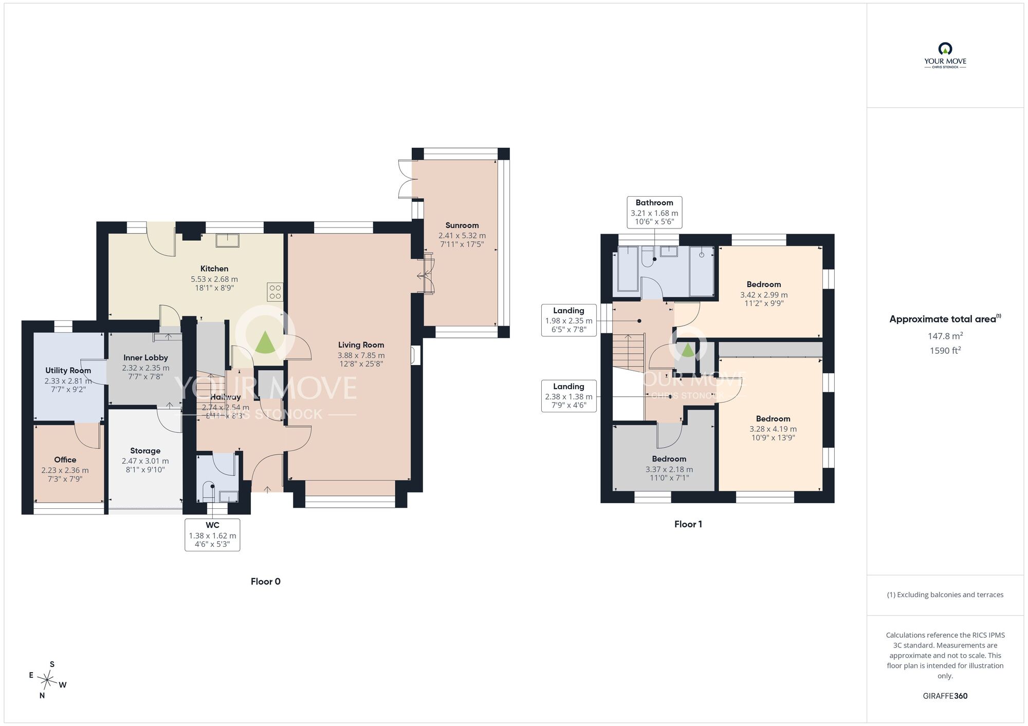 Floorplan of 3 bedroom Detached House for sale, Church Close, Chester Road, Bournmoor, Durham, DH4
