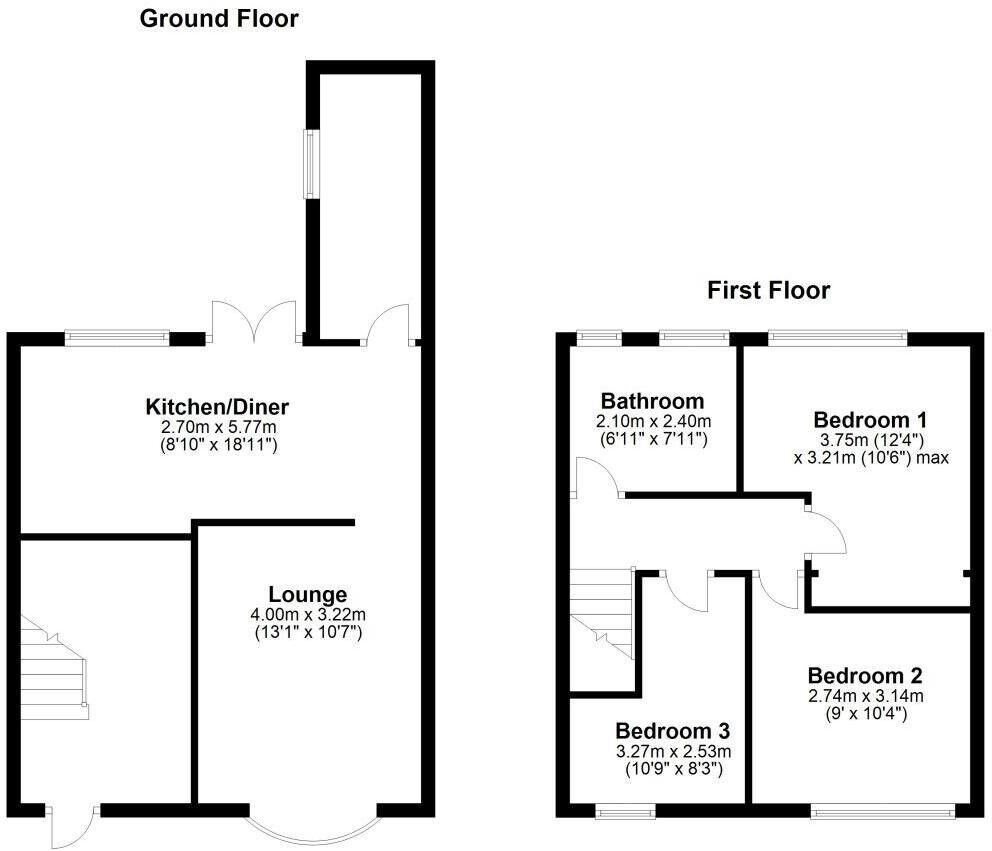 Floorplan of 3 bedroom End Terrace House for sale, St. Cuthberts Close, Hetton-le-Hole, Tyne and Wear, DH5