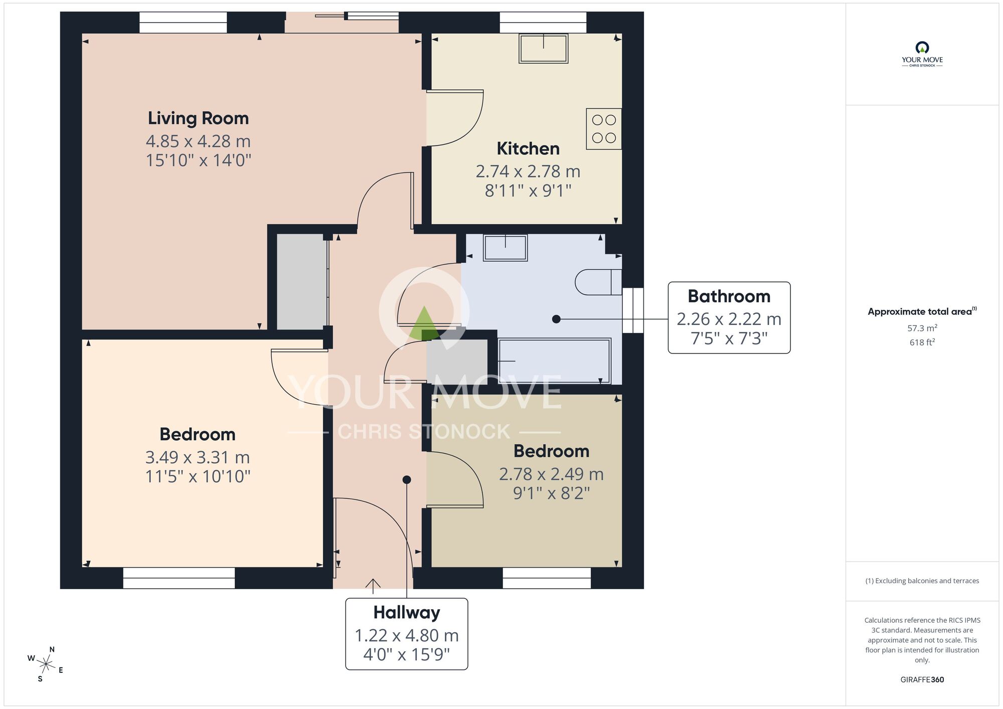 Floorplan of 2 bedroom Semi Detached Bungalow for sale, Avon Crescent, Houghton Le Spring, Tyne and Wear, DH4