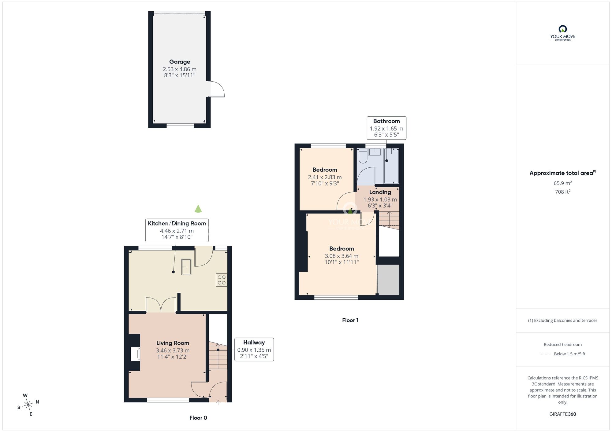Floorplan of 2 bedroom Mid Terrace House for sale, Queens Avenue, Dalton-le-Dale, Durham, SR7