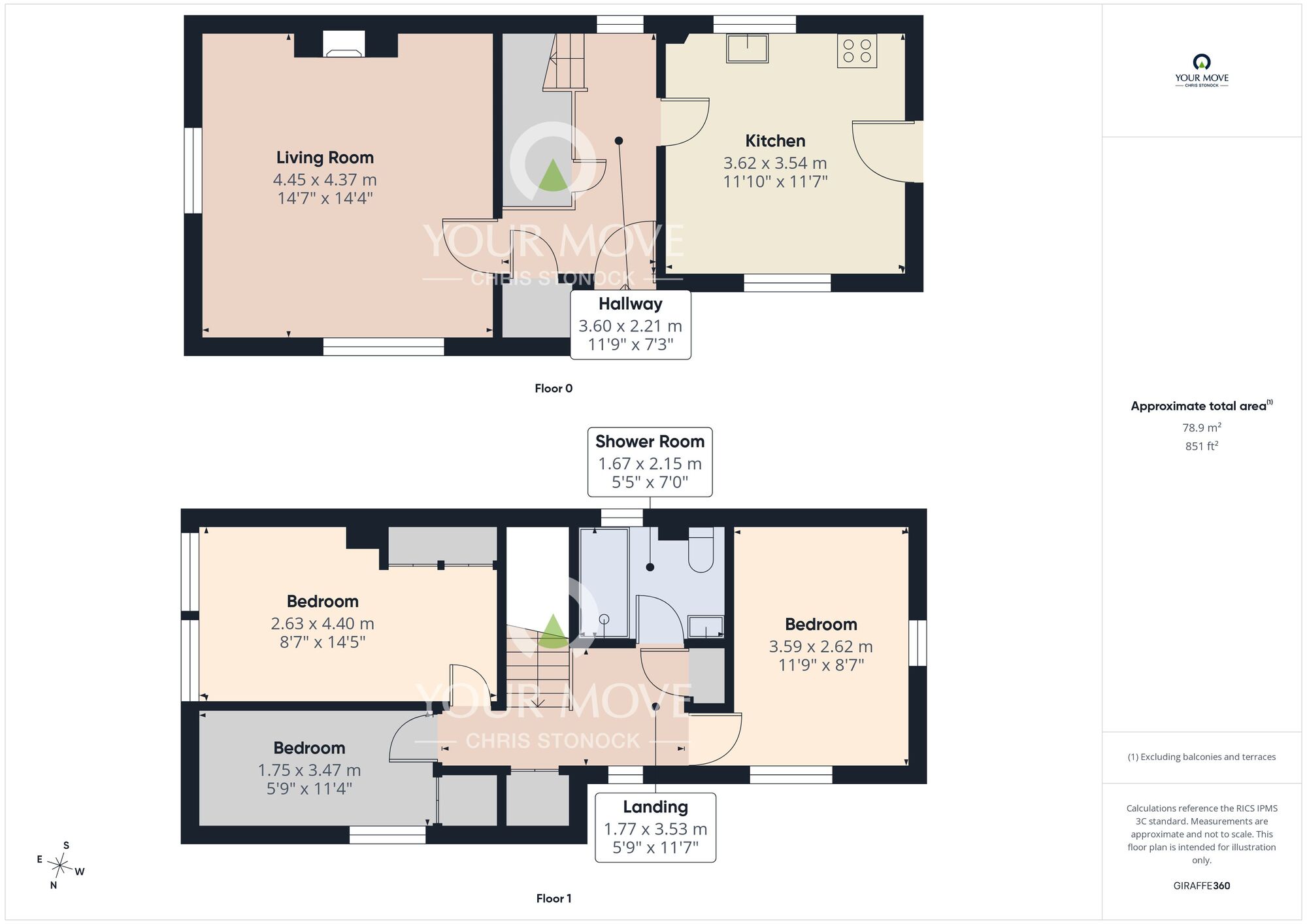 Floorplan of 3 bedroom Semi Detached House for sale, Gilbert Road, Peterlee, Durham, SR8