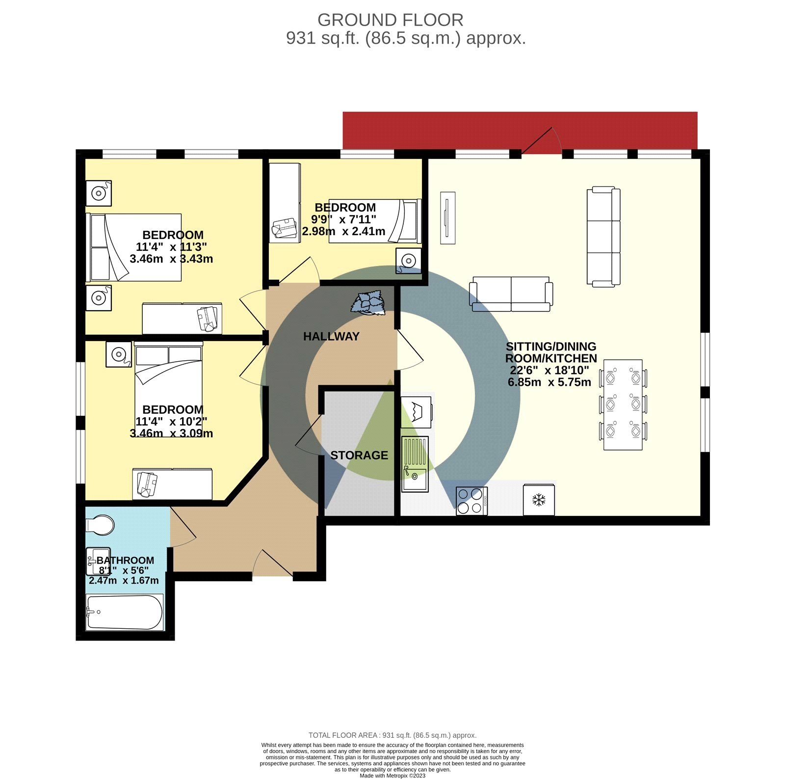 Floorplan of 3 bedroom  Flat to rent, Queen Street, Wellingborough, Northamptonshire, NN8