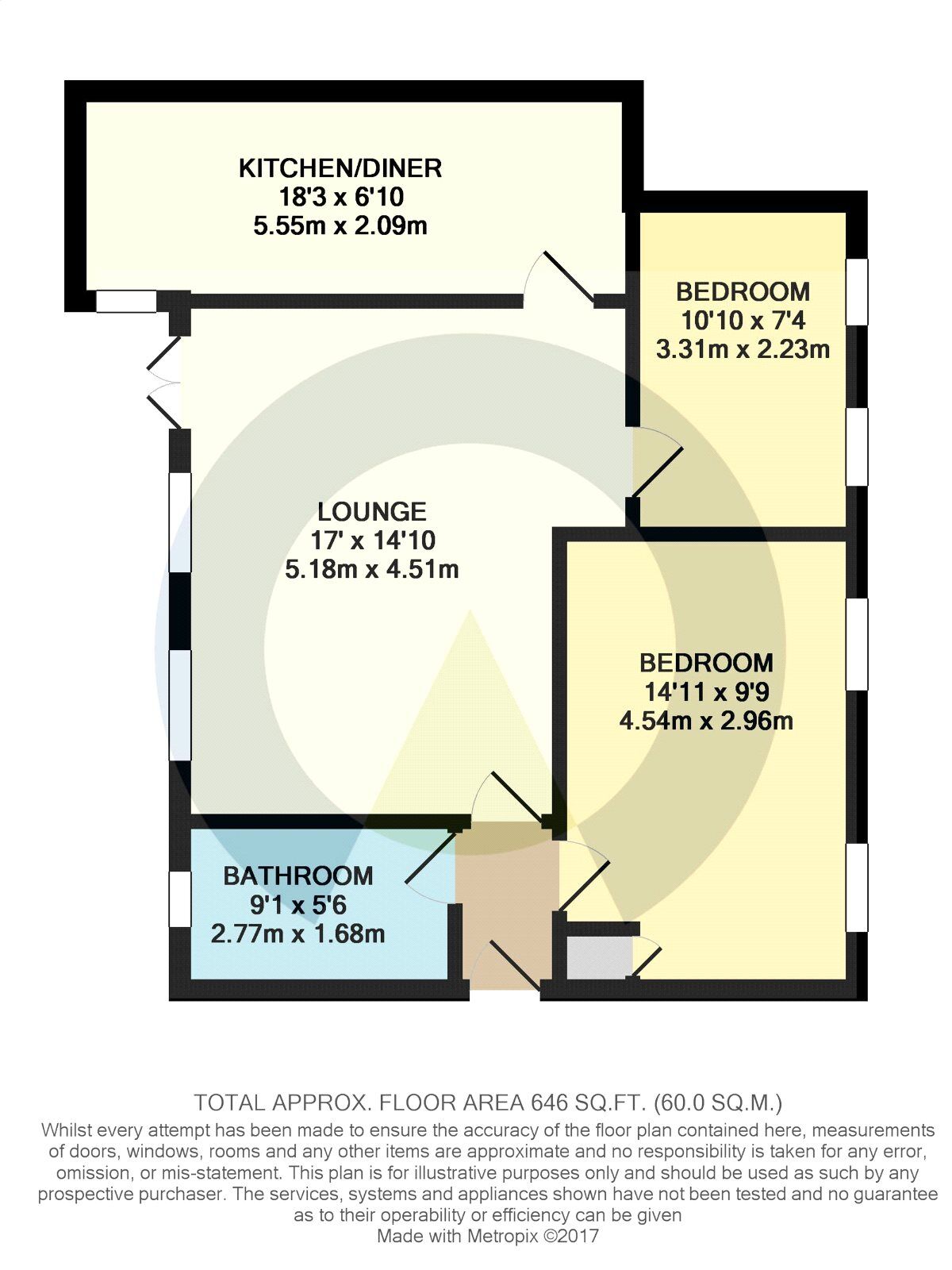 Floorplan of 2 bedroom  Flat to rent, Finedon Road, Irthlingborough, Northamptonshire, NN9