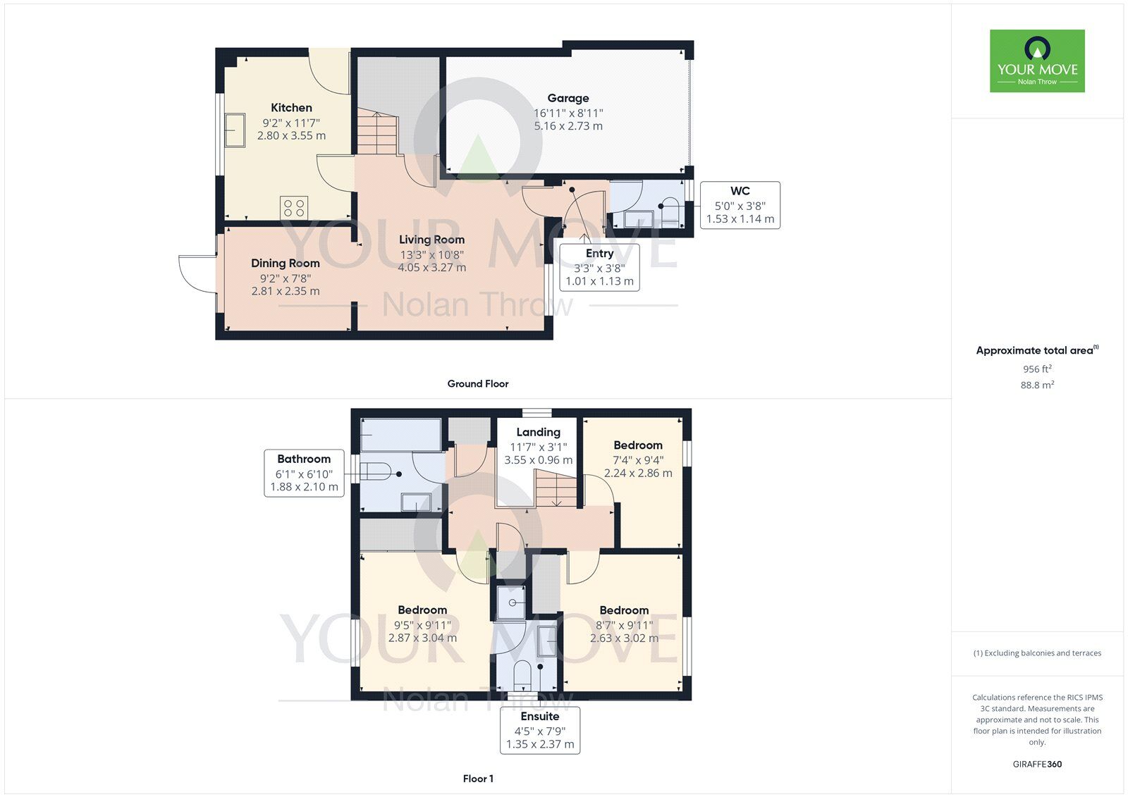 Floorplan of 3 bedroom Detached House for sale, Holbush Way, Irthlingborough, Northamptonshire, NN9