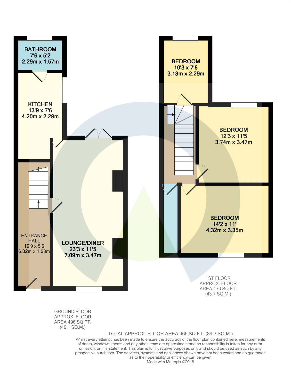 Floorplan of 3 bedroom Mid Terrace House to rent, Club Street, Kettering, Northamptonshire, NN16