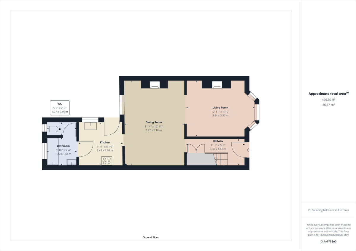Floorplan of 3 bedroom Mid Terrace House to rent, Melton Street, Kettering, Northamptonshire, NN16