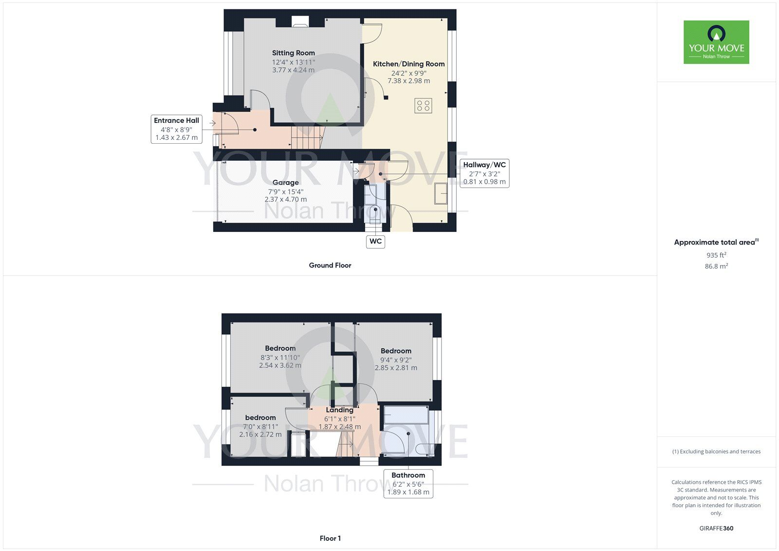 Floorplan of 3 bedroom Detached House for sale, Kerley Close, Broughton, Kettering, NN14