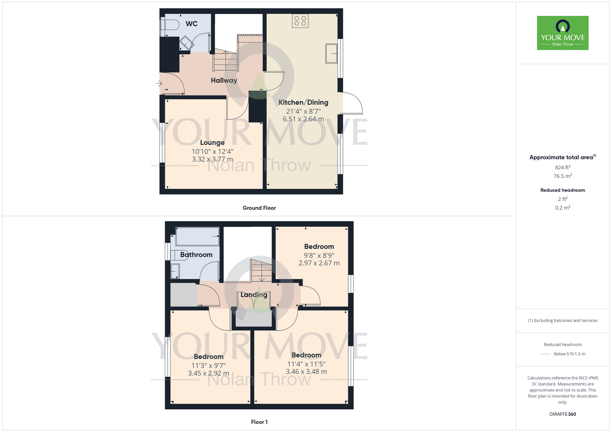 Floorplan of 3 bedroom Mid Terrace House to rent, Donellan Green, Southfields, Northampton, NN3