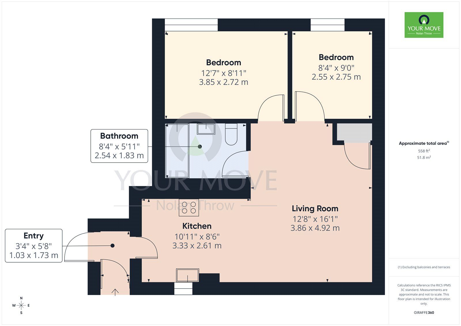 Floorplan of 2 bedroom Flat for sale, Tresham Street, Kettering, Northamptonshire, NN16