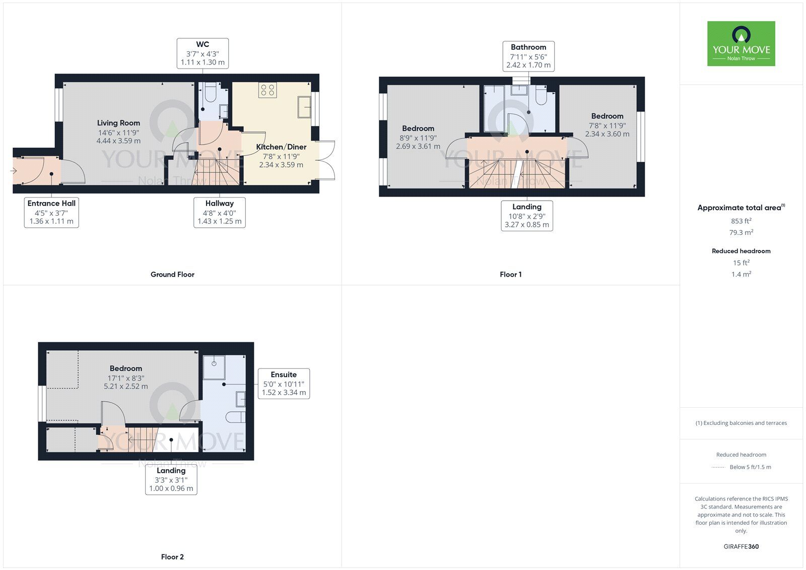 Floorplan of 3 bedroom Semi Detached House for sale, Stockburn Road, Kettering, Northamptonshire, NN15