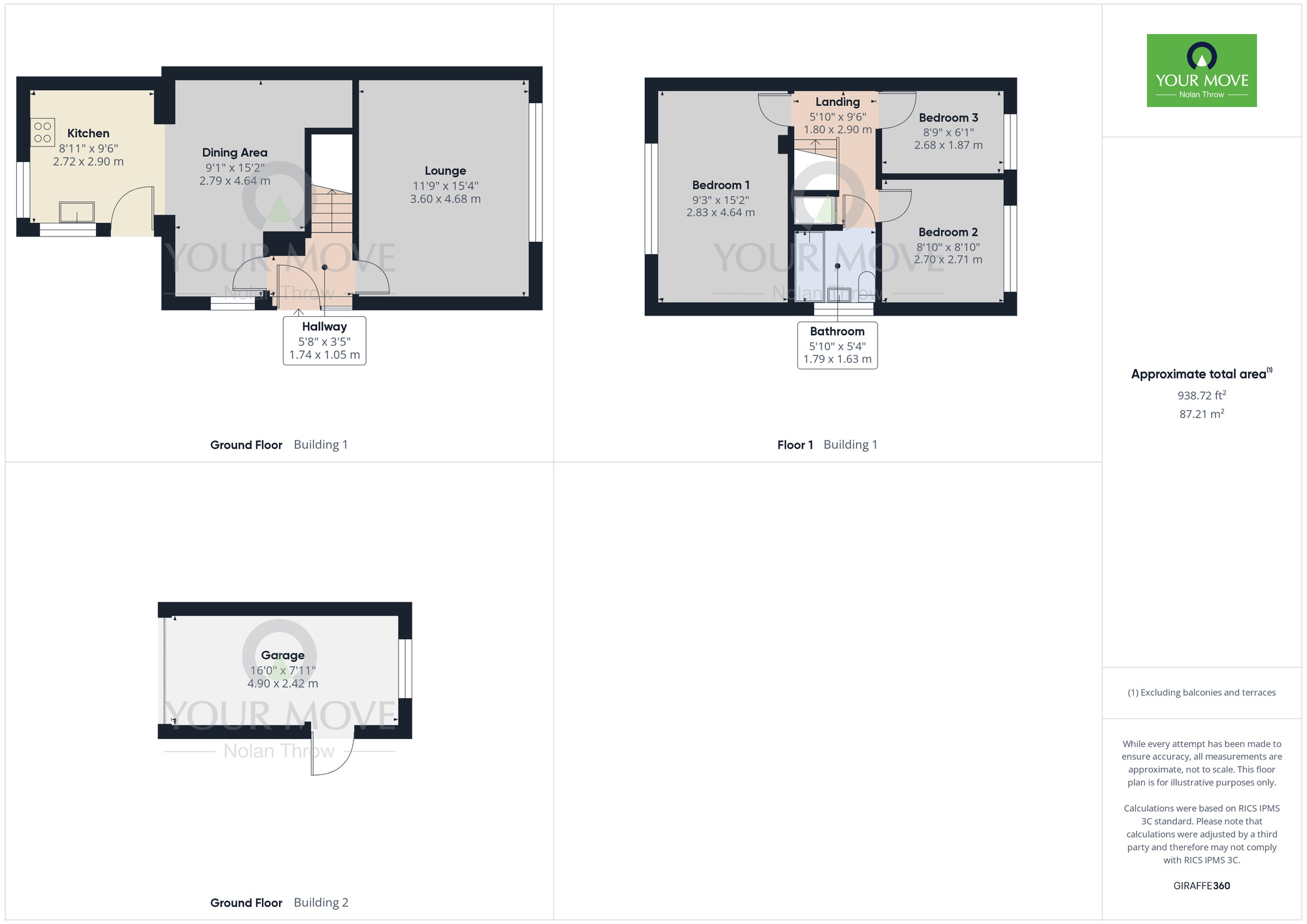 Floorplan of 3 bedroom Semi Detached House for sale, Denton Court, Burton Latimer, Northamptonshire, NN15