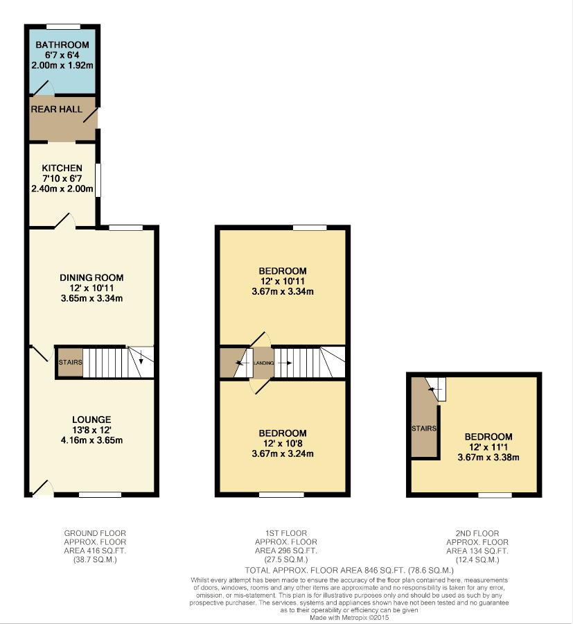 Floorplan of 3 bedroom  House to rent, Wellington Street, Kettering, Northamptonshire, NN16