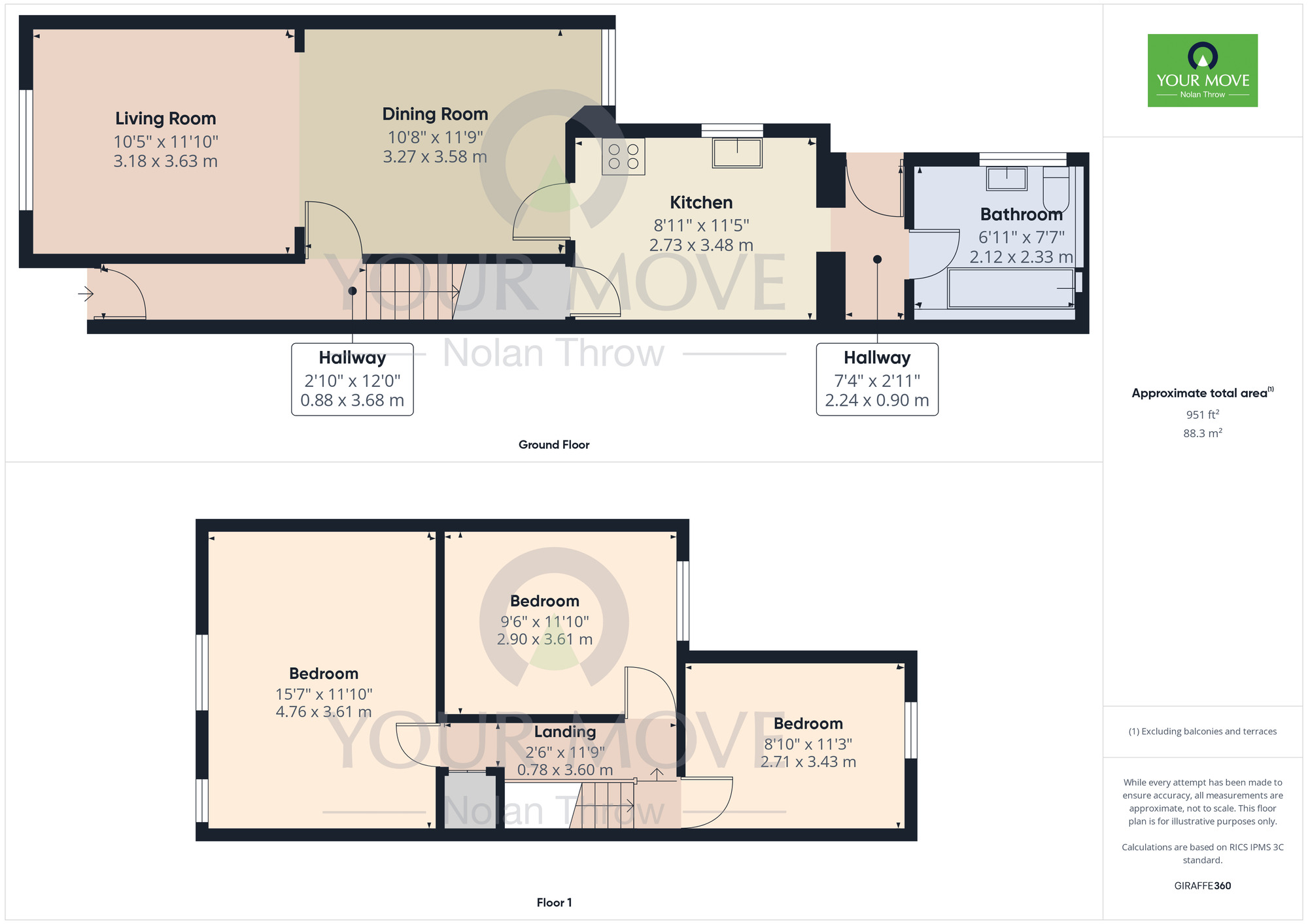 Floorplan of 3 bedroom Mid Terrace House for sale, Russell Street, Kettering, Northamptonshire, NN16