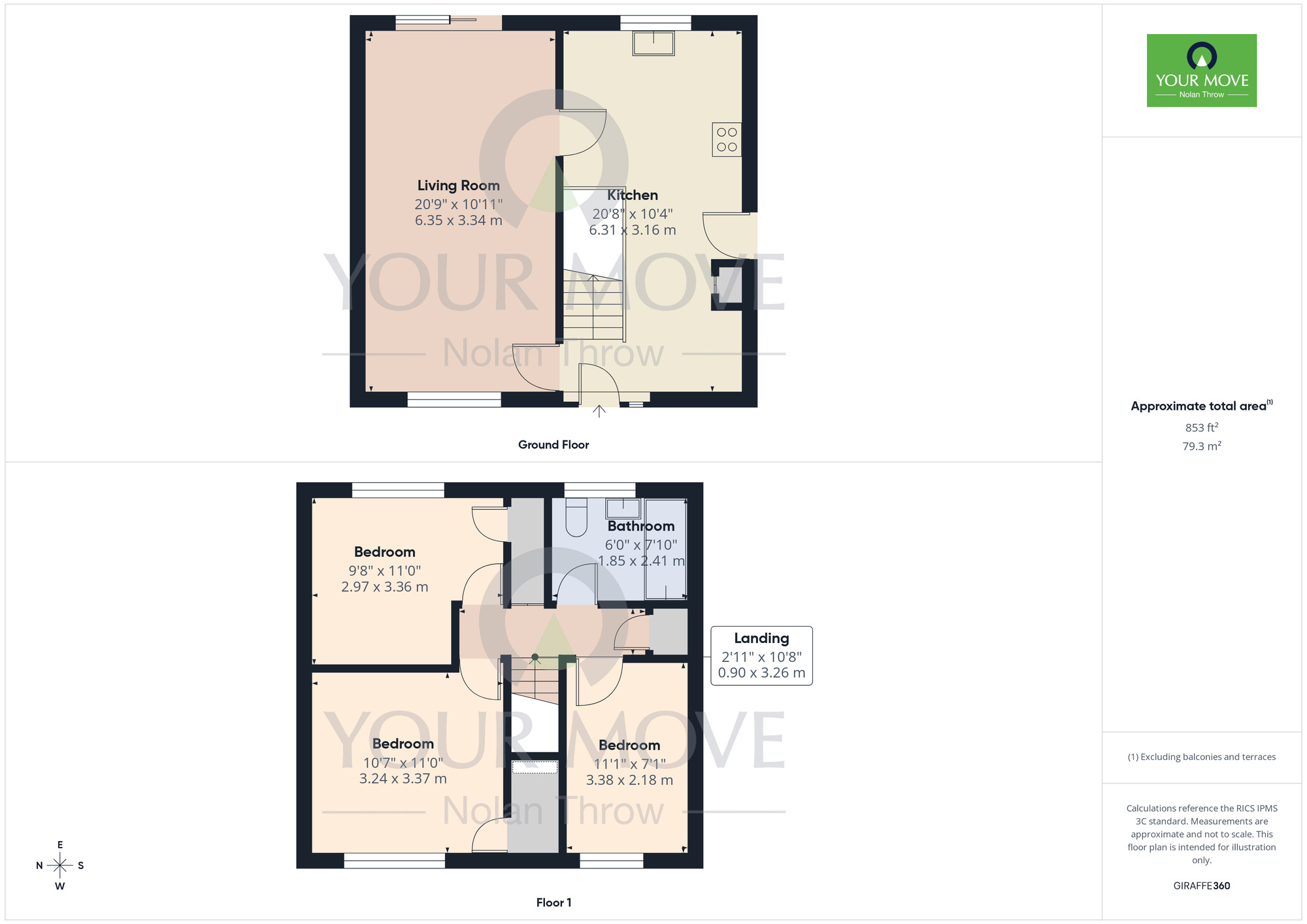 Floorplan of 3 bedroom End Terrace House for sale, Deveron Walk, Corby, Northamptonshire, NN17