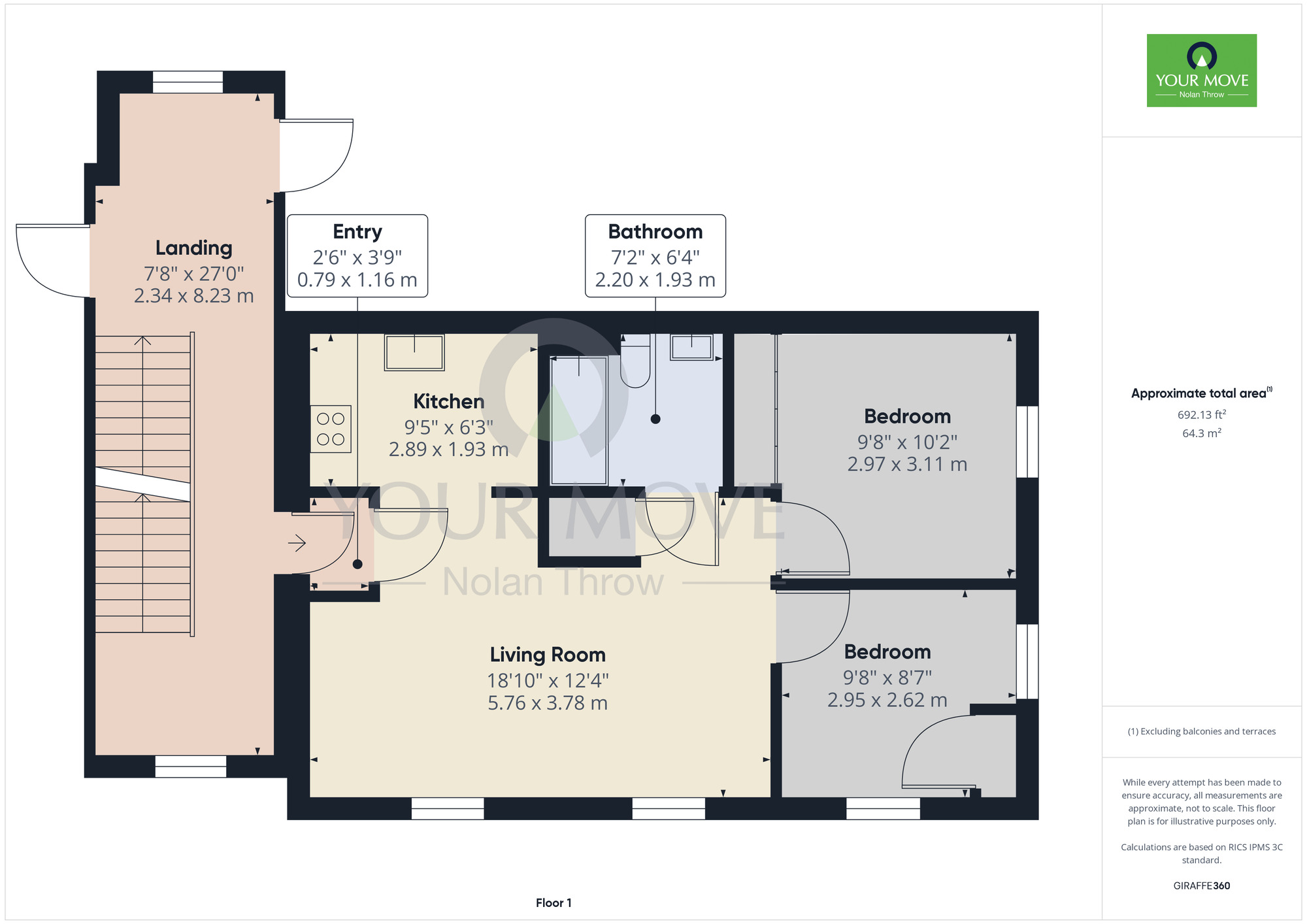 Floorplan of 2 bedroom  Flat to rent, Outfield Close, Great Oakley, Northamptonshire, NN18