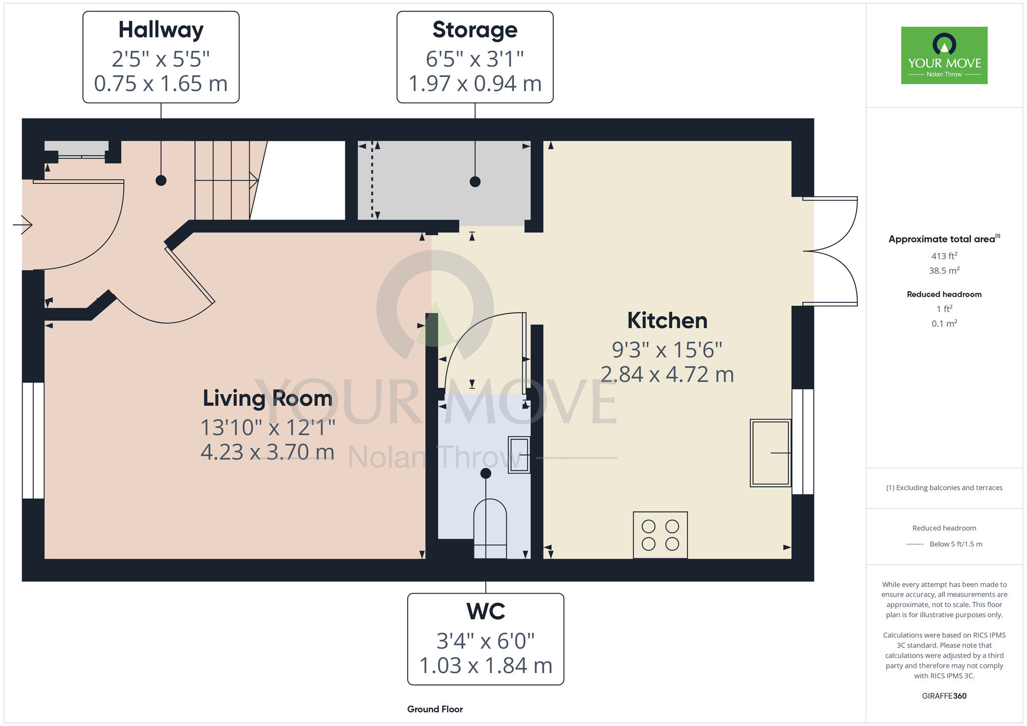 Floorplan of 3 bedroom Semi Detached House for sale, Elworthy Close, Kettering, Northamptonshire, NN15