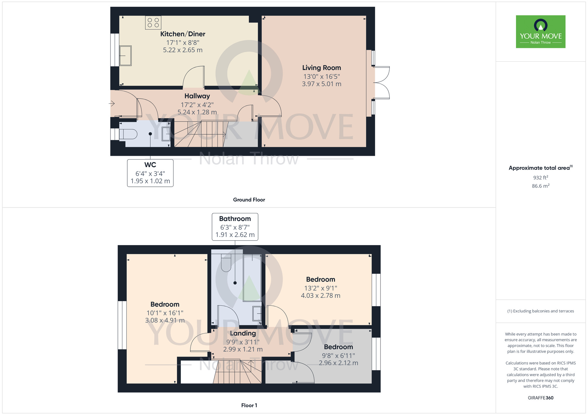 Floorplan of 3 bedroom Semi Detached House for sale, Cherwell Drive, Kettering, Northamptonshire, NN16