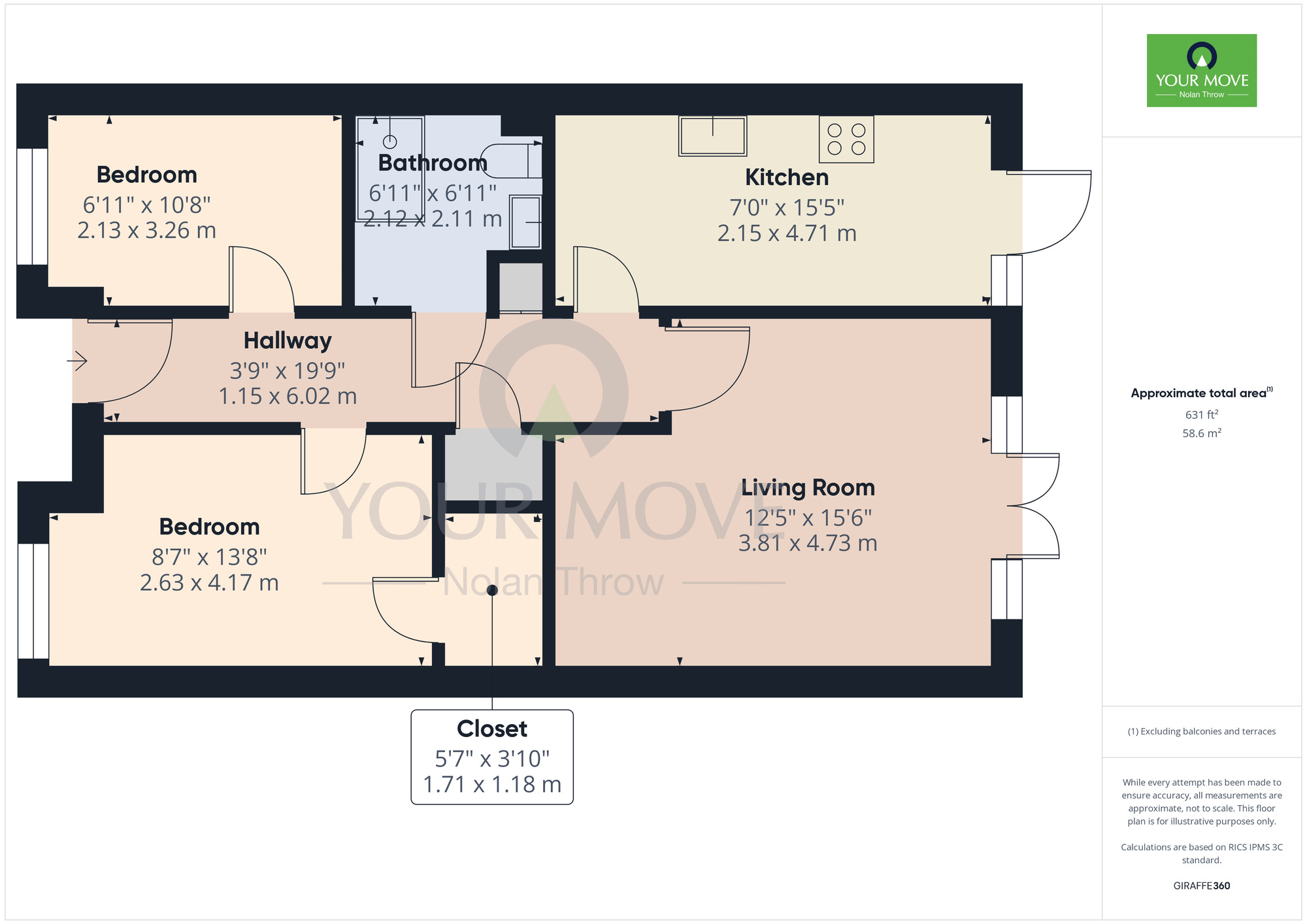 Floorplan of 2 bedroom Mid Terrace Bungalow for sale, Highfield Road, Kettering, Northamptonshire, NN15