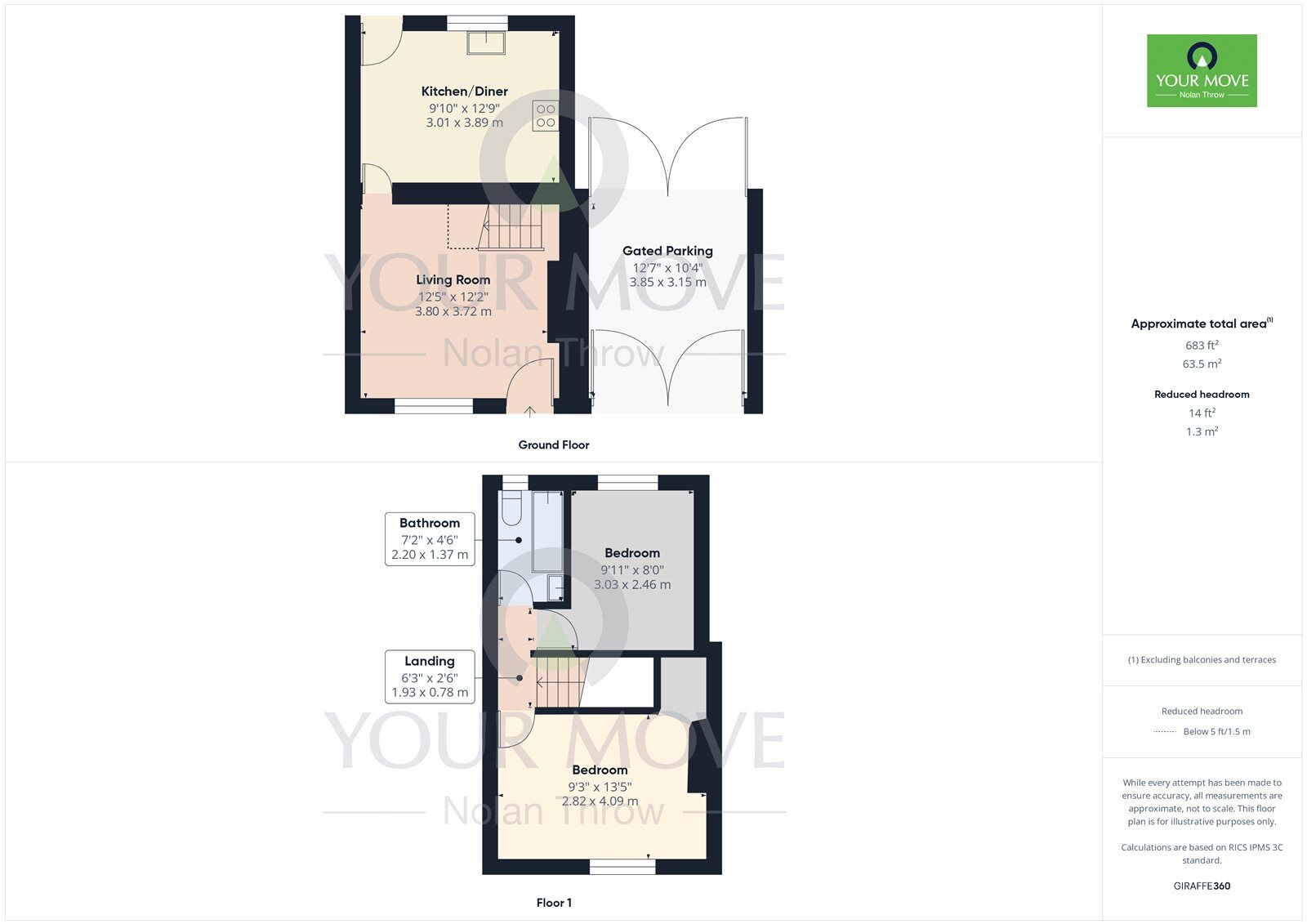 Floorplan of 2 bedroom Mid Terrace House for sale, Burghley Close, Desborough, Northamptonshire, NN14