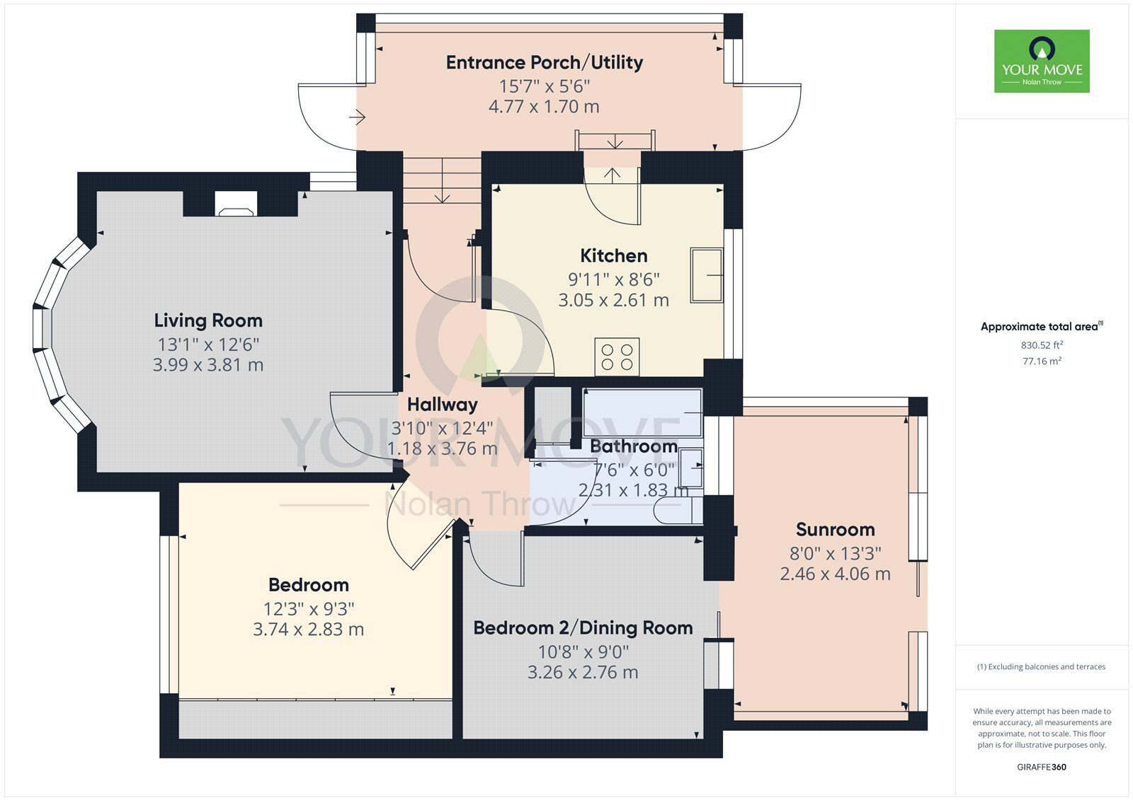 Floorplan of 2 bedroom Semi Detached Bungalow for sale, Greenfield Avenue, Kettering, Northamptonshire, NN15