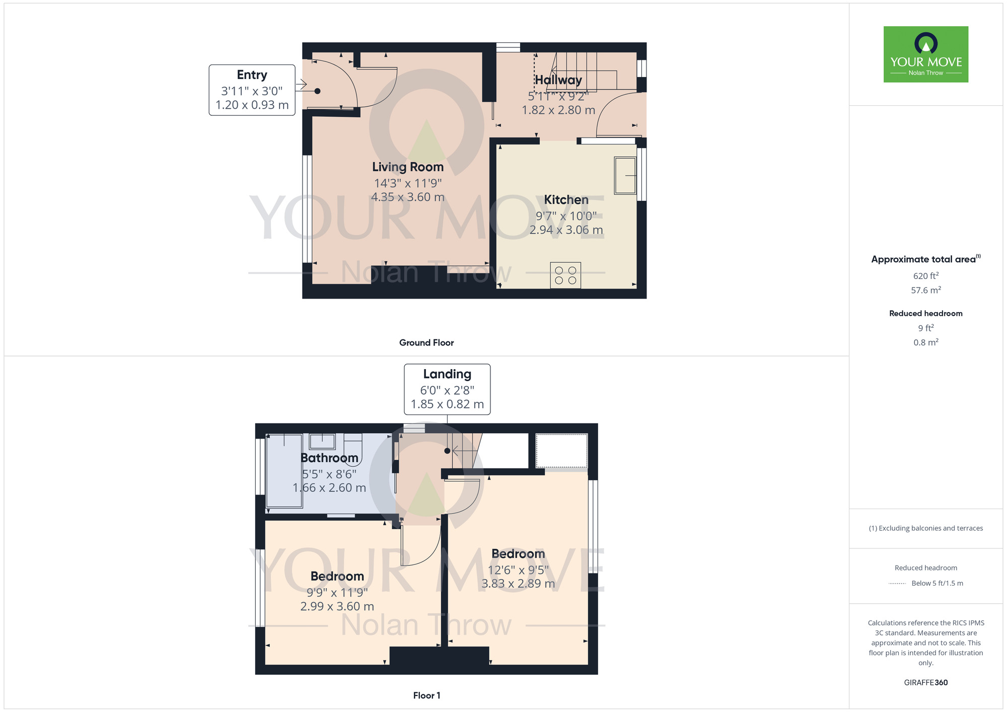 Floorplan of 2 bedroom End Terrace House for sale, Priory Road, Wellingborough, Northamptonshire, NN8