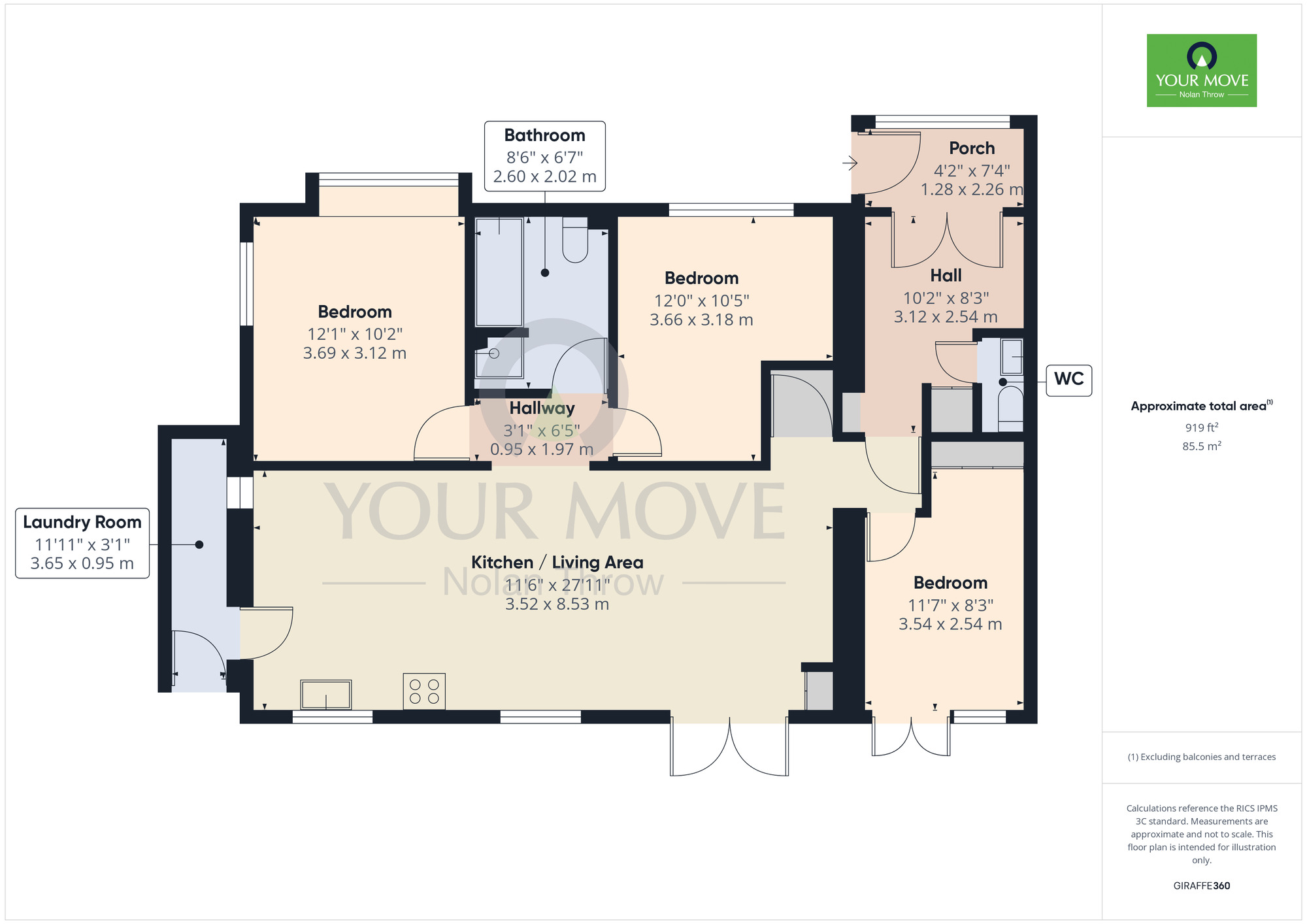 Floorplan of 3 bedroom Detached Bungalow for sale, The Crescent, Kettering, Northamptonshire, NN15