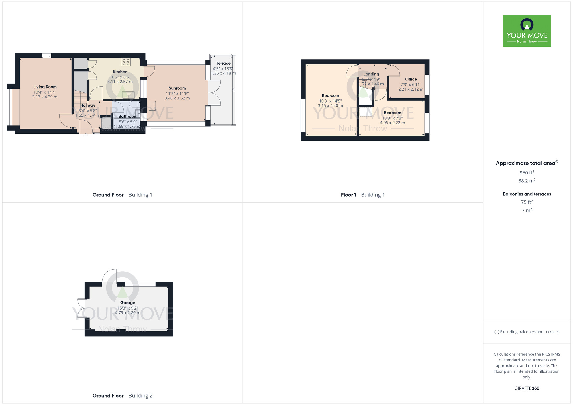 Floorplan of 3 bedroom Semi Detached House for sale, Priors Close, Rushden, Northamptonshire, NN10