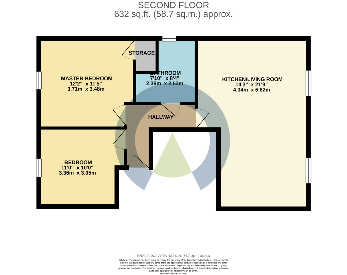 Floorplan of 2 bedroom  Flat for sale, Stocks Court, Corby, Northamptonshire, NN17