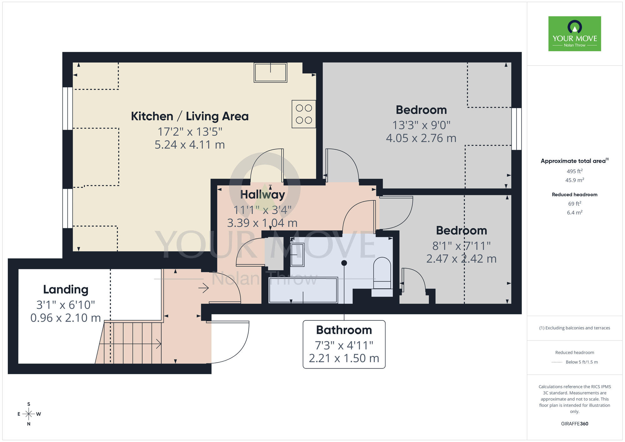 Floorplan of 2 bedroom Flat for sale, Stocks Court, Corby, Northamptonshire, NN17