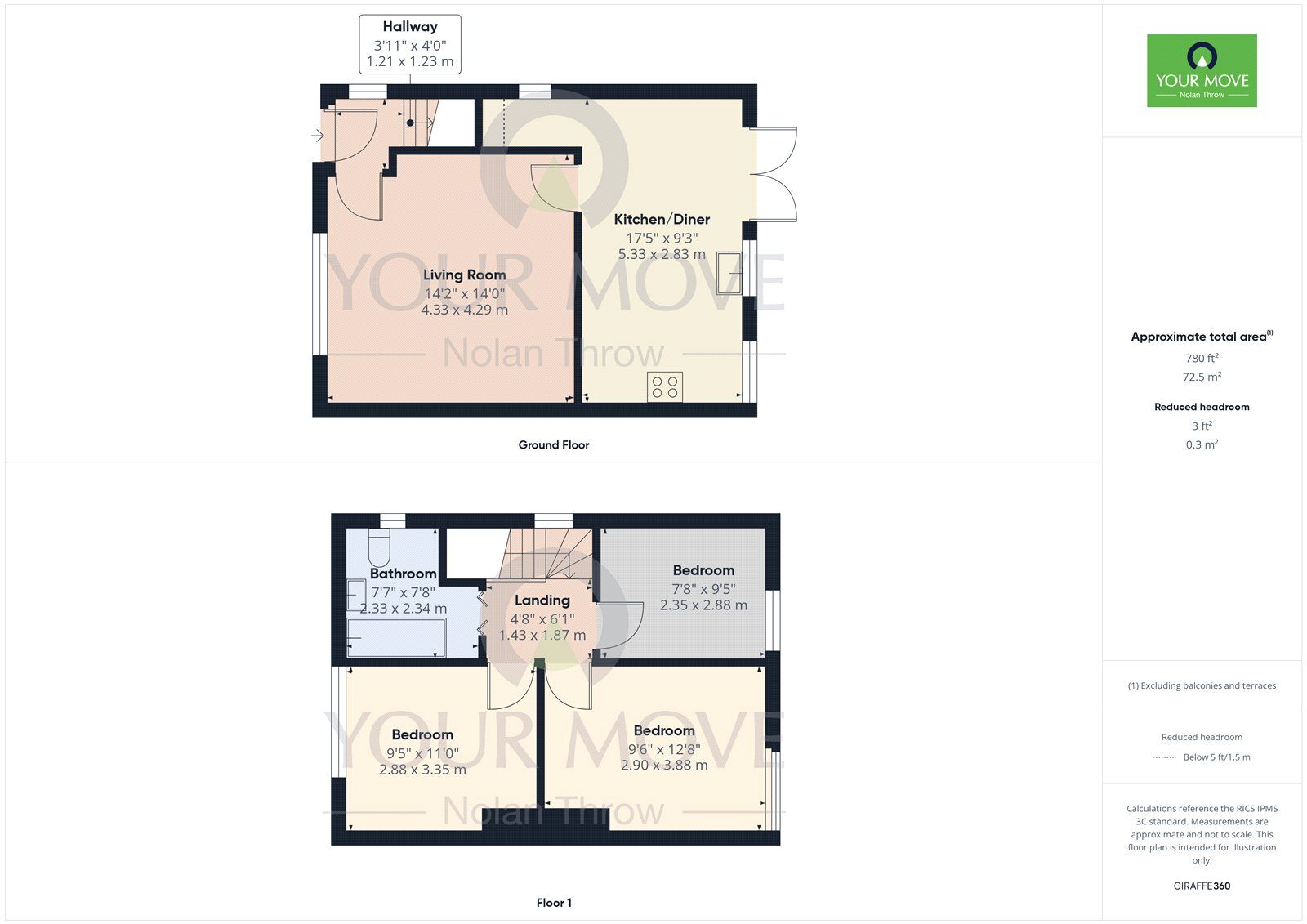 Floorplan of 3 bedroom Semi Detached House for sale, Naseby Road, Kettering, Northamptonshire, NN16