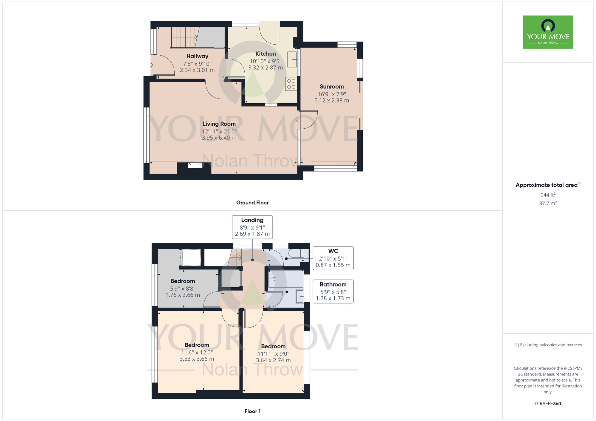 Floorplan of 3 bedroom Mid Terrace Flat for sale, Judith Road, Kettering, Northamptonshire, NN16