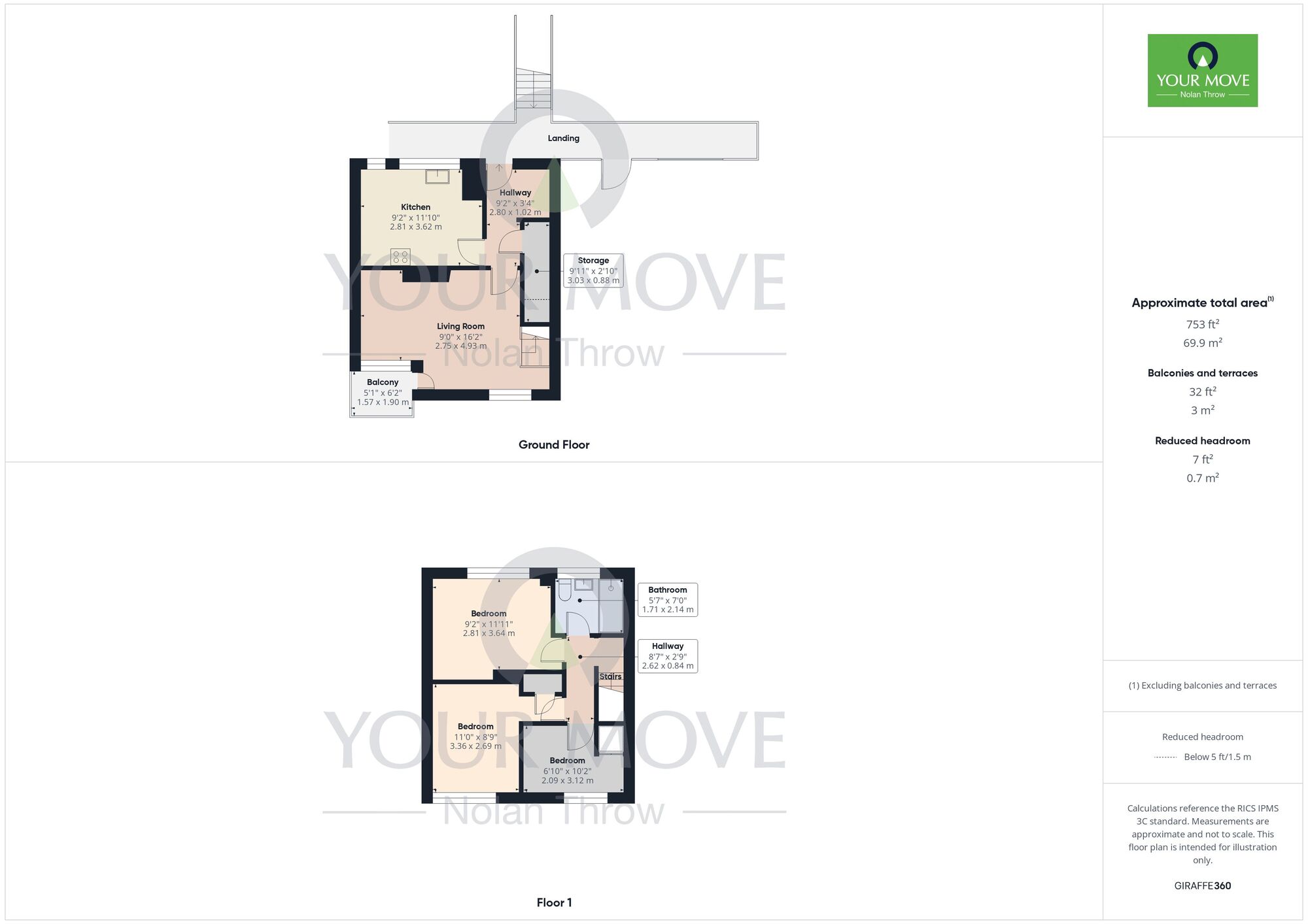 Floorplan of 3 bedroom Mid Terrace Flat for sale, Judith Road, Kettering, Northamptonshire, NN16