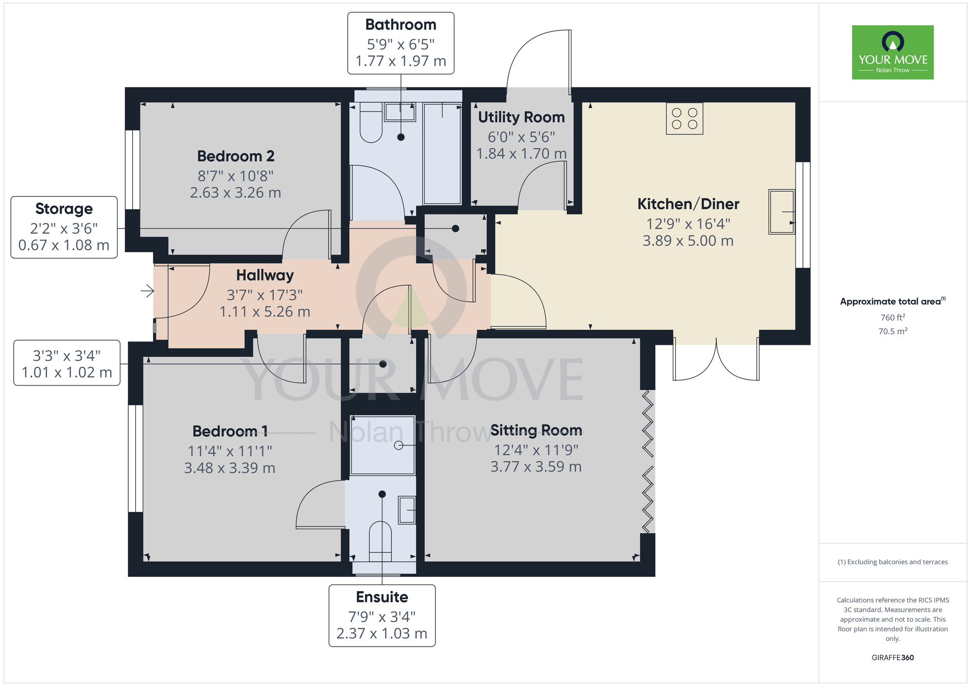 Floorplan of 2 bedroom Detached Bungalow for sale, Ashridge Close, Rushden, Northamptonshire, NN10