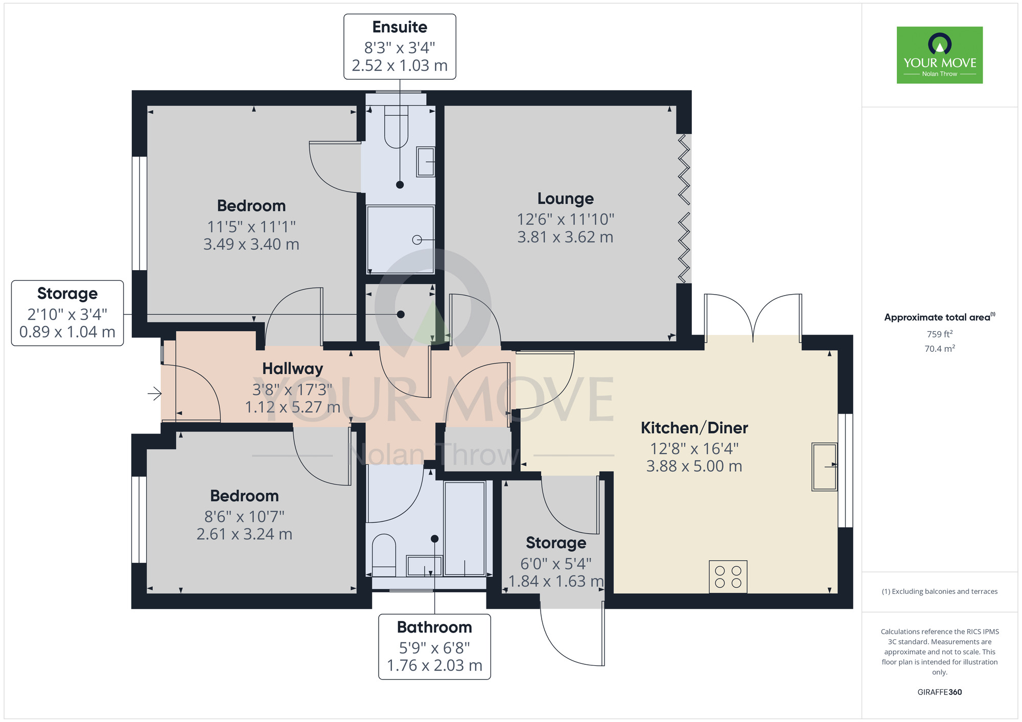 Floorplan of 2 bedroom Detached Bungalow for sale, Ashridge Close, Rushden, Northamptonshire, NN10