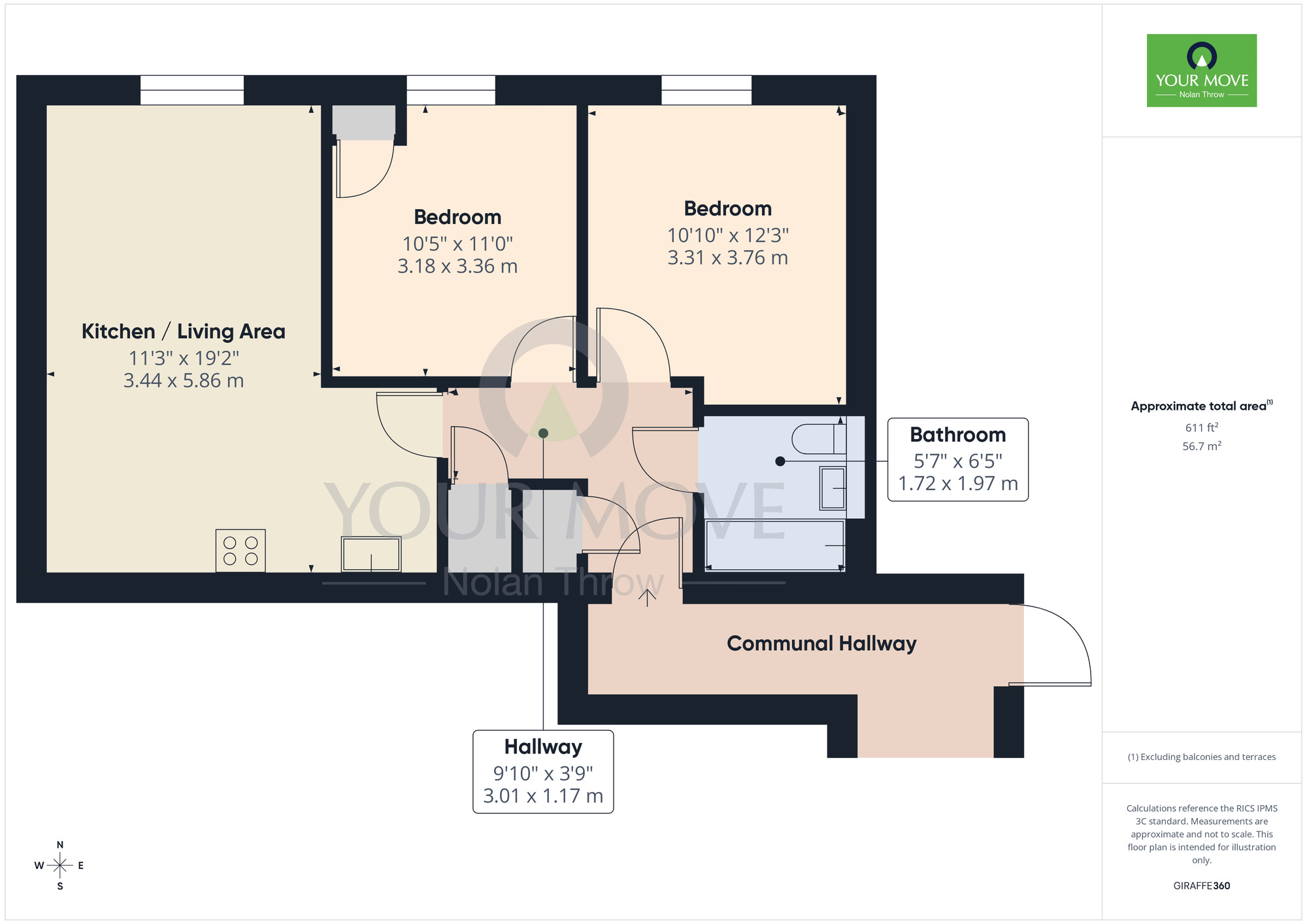Floorplan of 2 bedroom Flat for sale, Queen Street, Kettering, Northamptonshire, NN16