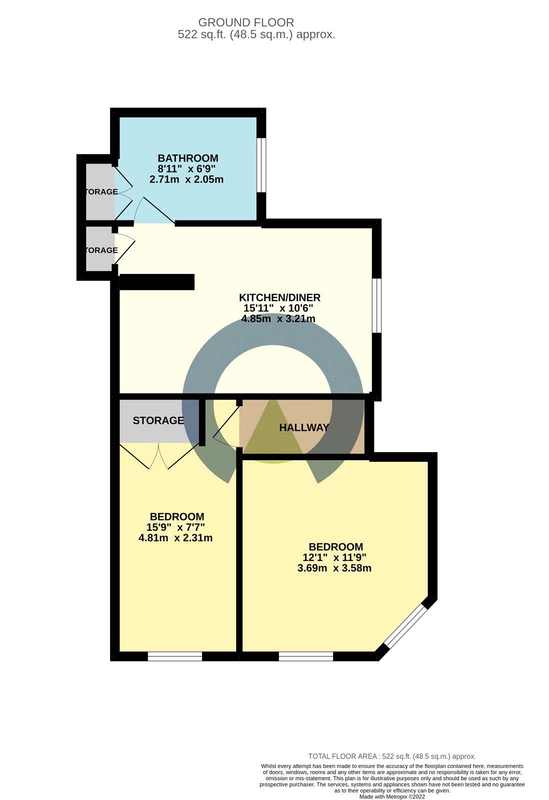 Floorplan of 3 bedroom  Flat for sale, Wood Street, Kettering, Northamptonshire, NN16