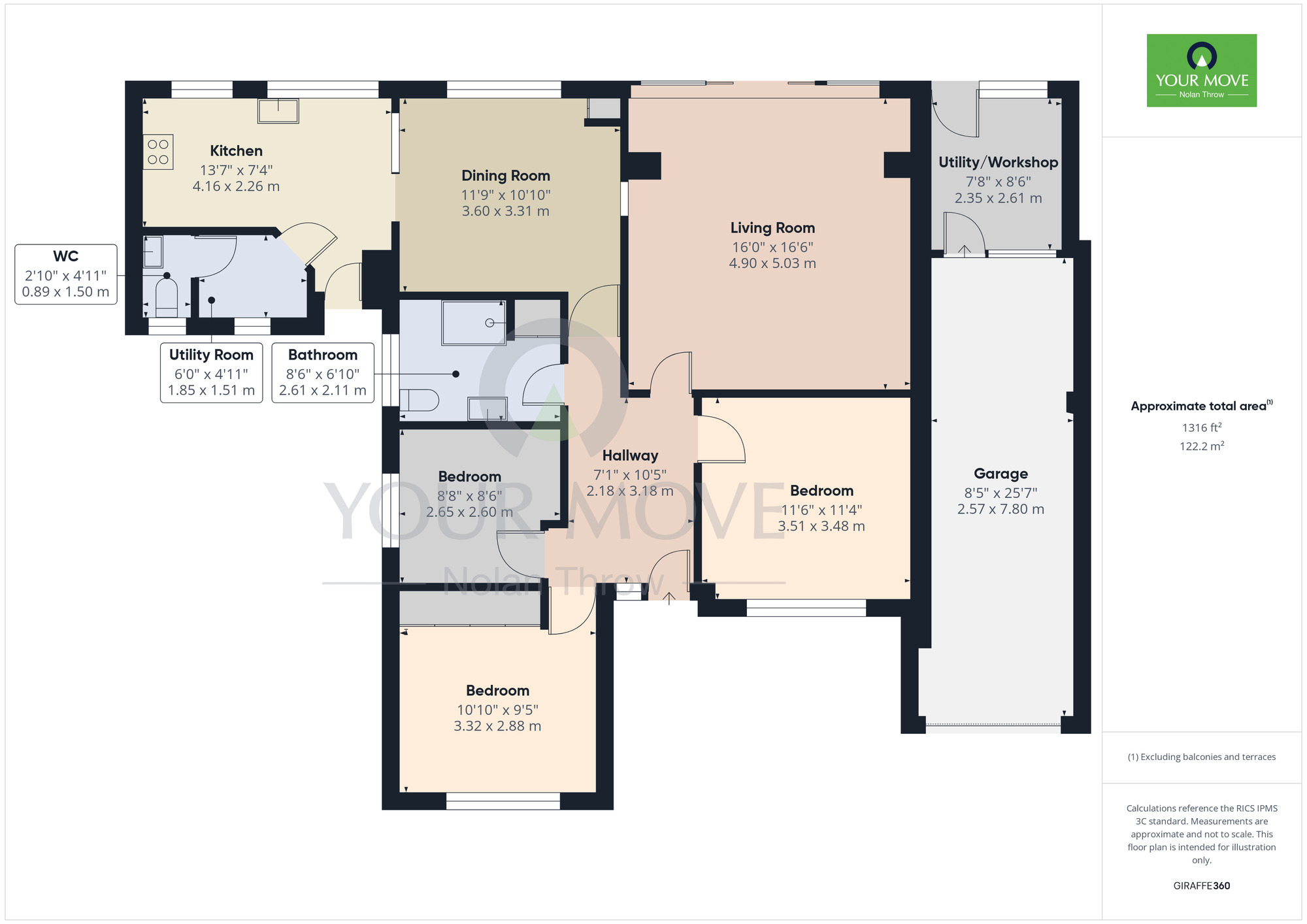 Floorplan of 3 bedroom Detached Bungalow for sale, West Way, Kettering, Northamptonshire, NN15